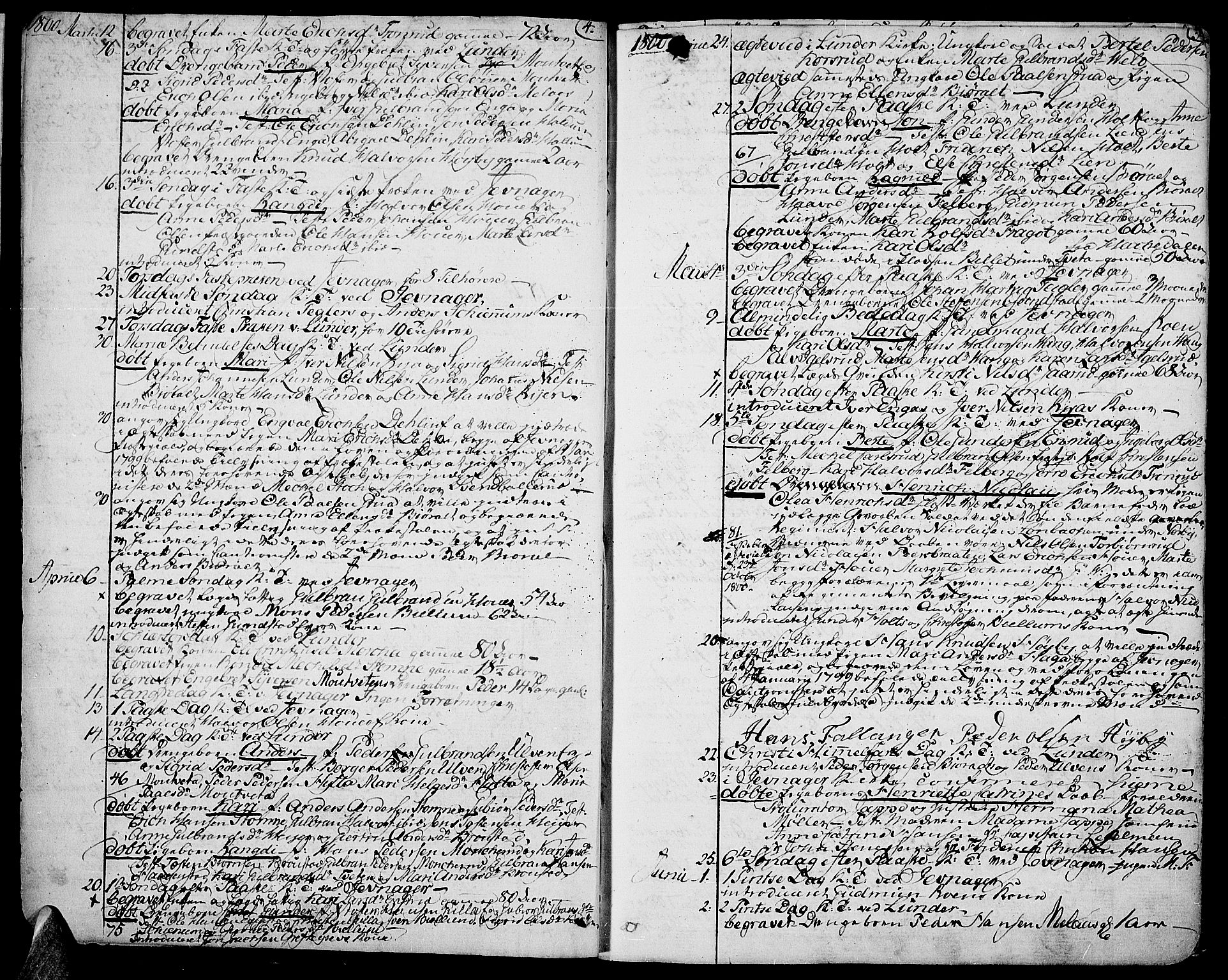 Jevnaker prestekontor, AV/SAH-PREST-116/H/Ha/Haa/L0004: Ministerialbok nr. 4, 1800-1861, s. 4-5