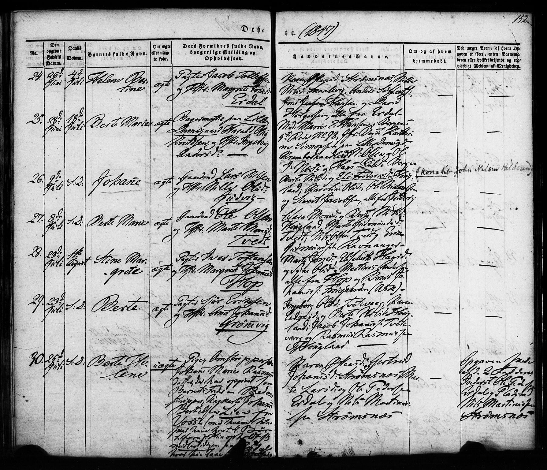 Askøy Sokneprestembete, AV/SAB-A-74101/H/Ha/Haa/Haaa/L0005: Ministerialbok nr. A 5, 1836-1852, s. 152