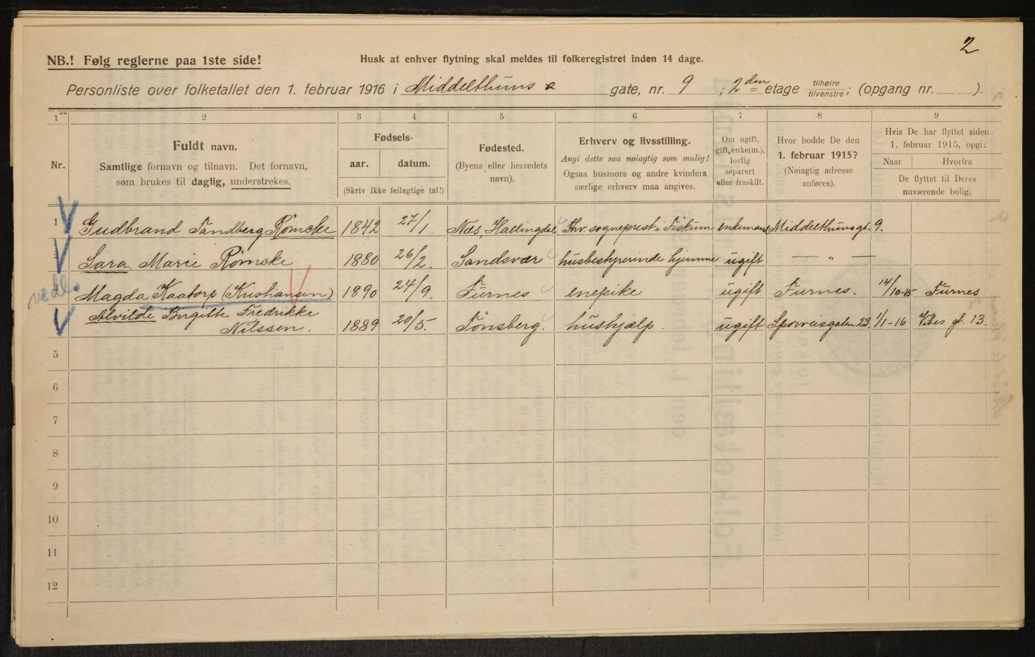 OBA, Kommunal folketelling 1.2.1916 for Kristiania, 1916, s. 66972