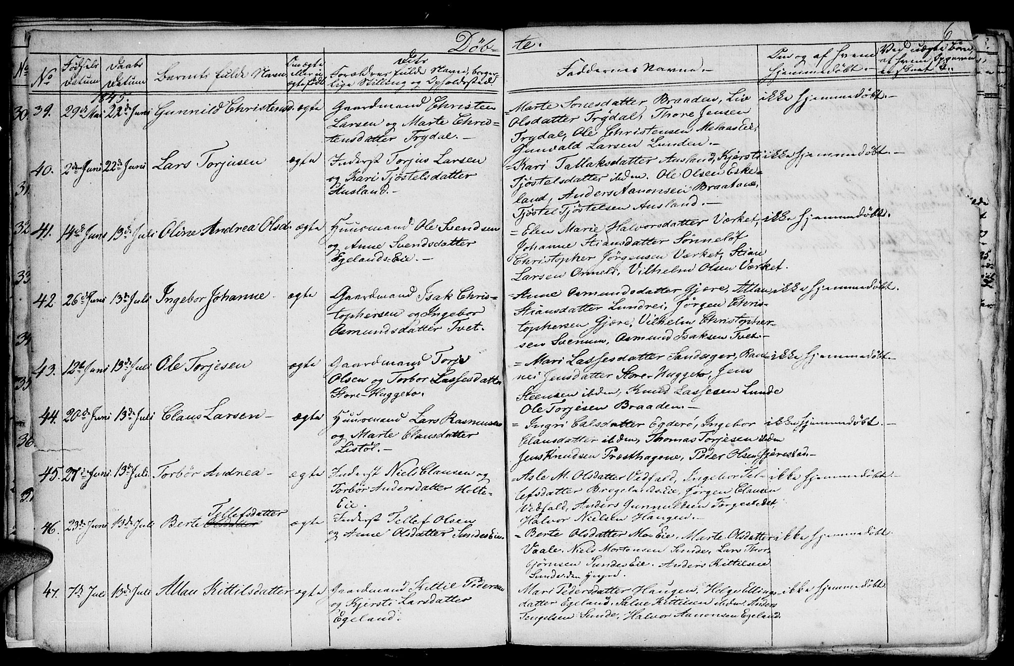 Gjerstad sokneprestkontor, AV/SAK-1111-0014/F/Fb/Fba/L0004: Klokkerbok nr. B 4, 1845-1853, s. 6