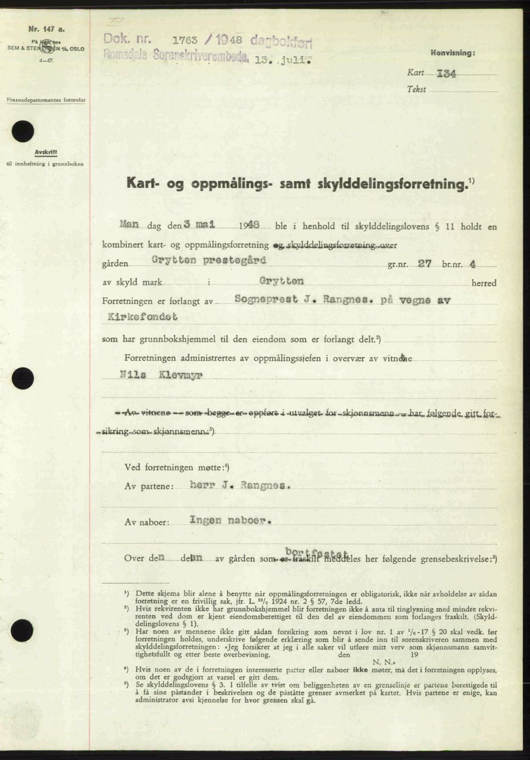 Romsdal sorenskriveri, SAT/A-4149/1/2/2C: Pantebok nr. A26, 1948-1948, Dagboknr: 1763/1948