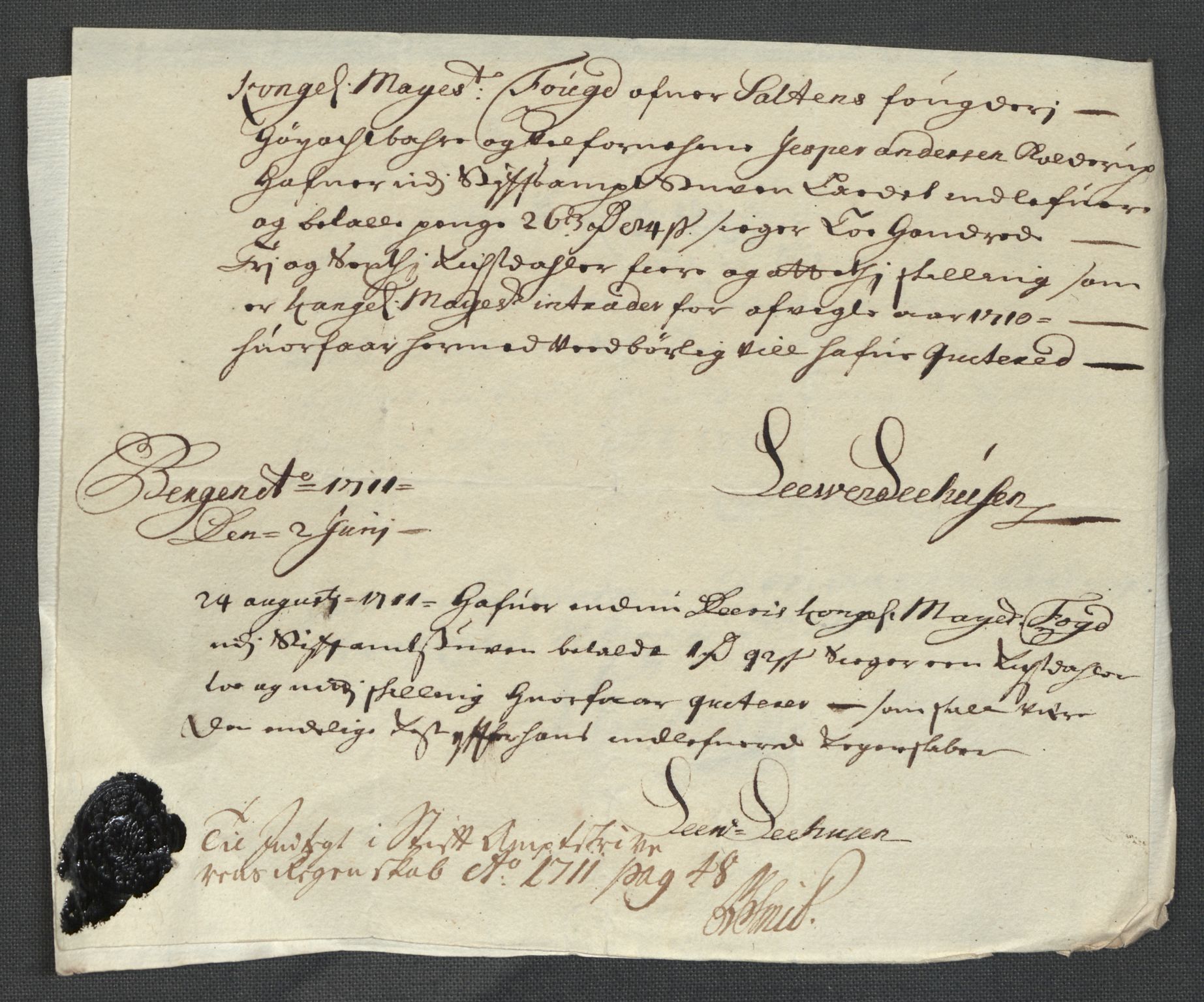 Rentekammeret inntil 1814, Reviderte regnskaper, Fogderegnskap, AV/RA-EA-4092/R66/L4581: Fogderegnskap Salten, 1707-1710, s. 406