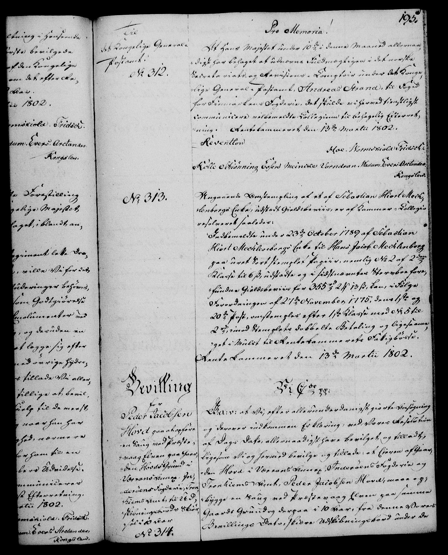 Rentekammeret, Kammerkanselliet, AV/RA-EA-3111/G/Gg/Gga/L0017: Norsk ekspedisjonsprotokoll med register (merket RK 53.17), 1801-1803, s. 195