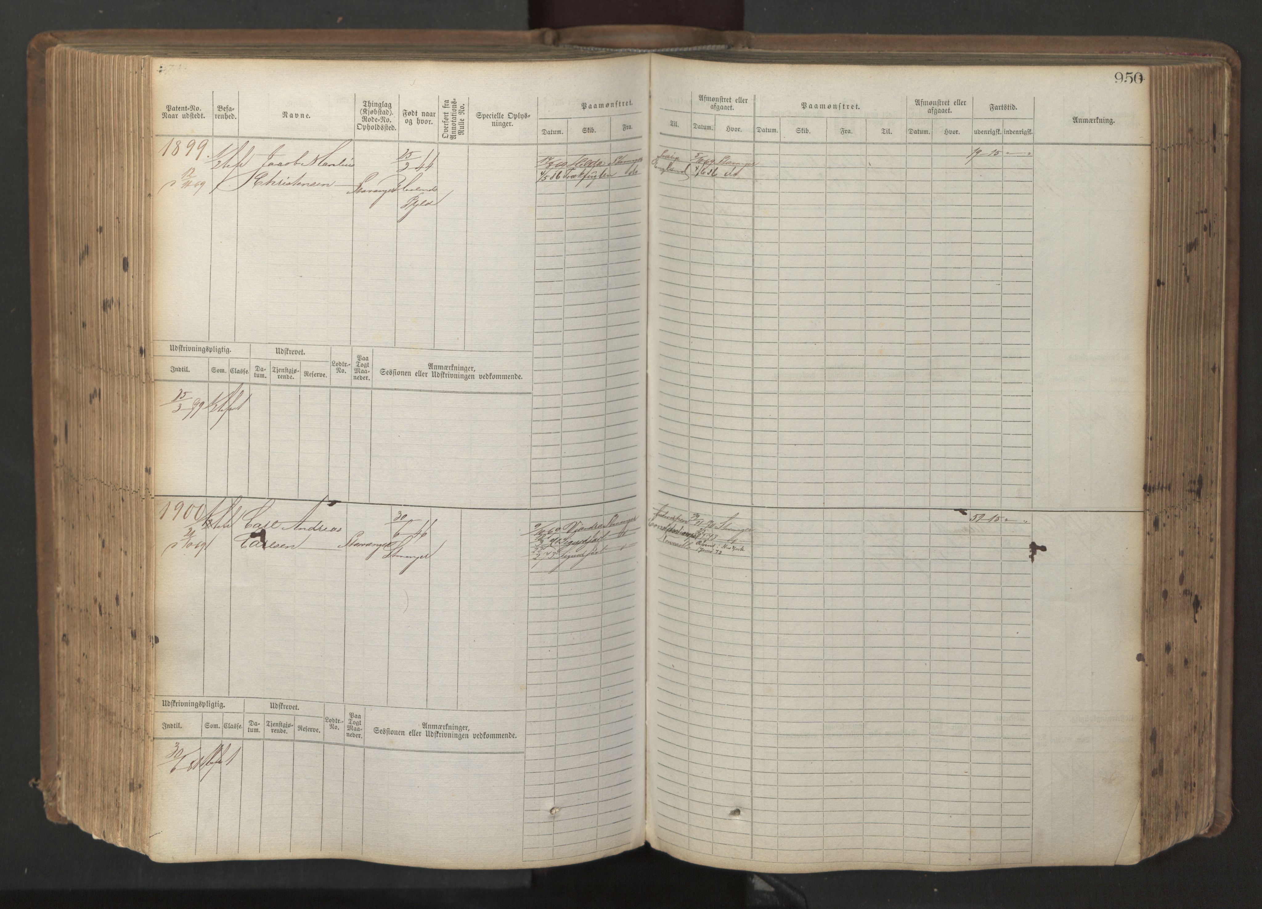 Stavanger sjømannskontor, SAST/A-102006/F/Fb/Fbb/L0017: Sjøfartshovedrulle patnentnr. 1203-2402 (dublett), 1869, s. 353