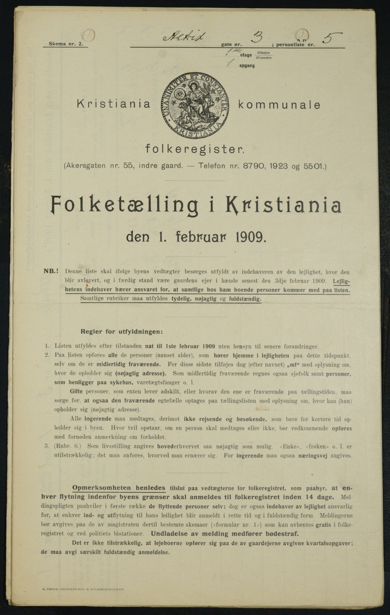 OBA, Kommunal folketelling 1.2.1909 for Kristiania kjøpstad, 1909, s. 15570