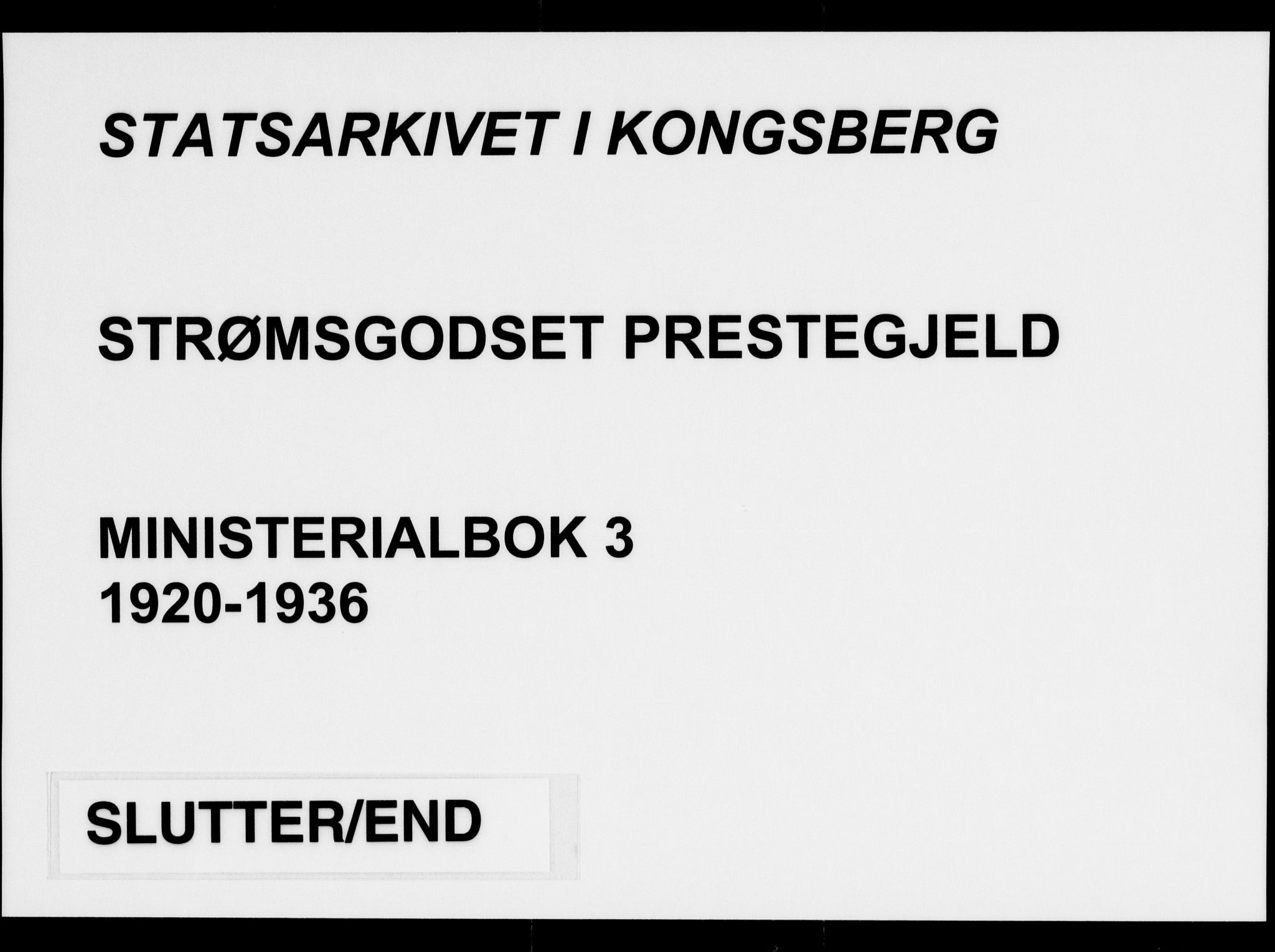 Strømsgodset kirkebøker, AV/SAKO-A-324/F/Fa/L0003: Ministerialbok nr. 3, 1920-1936