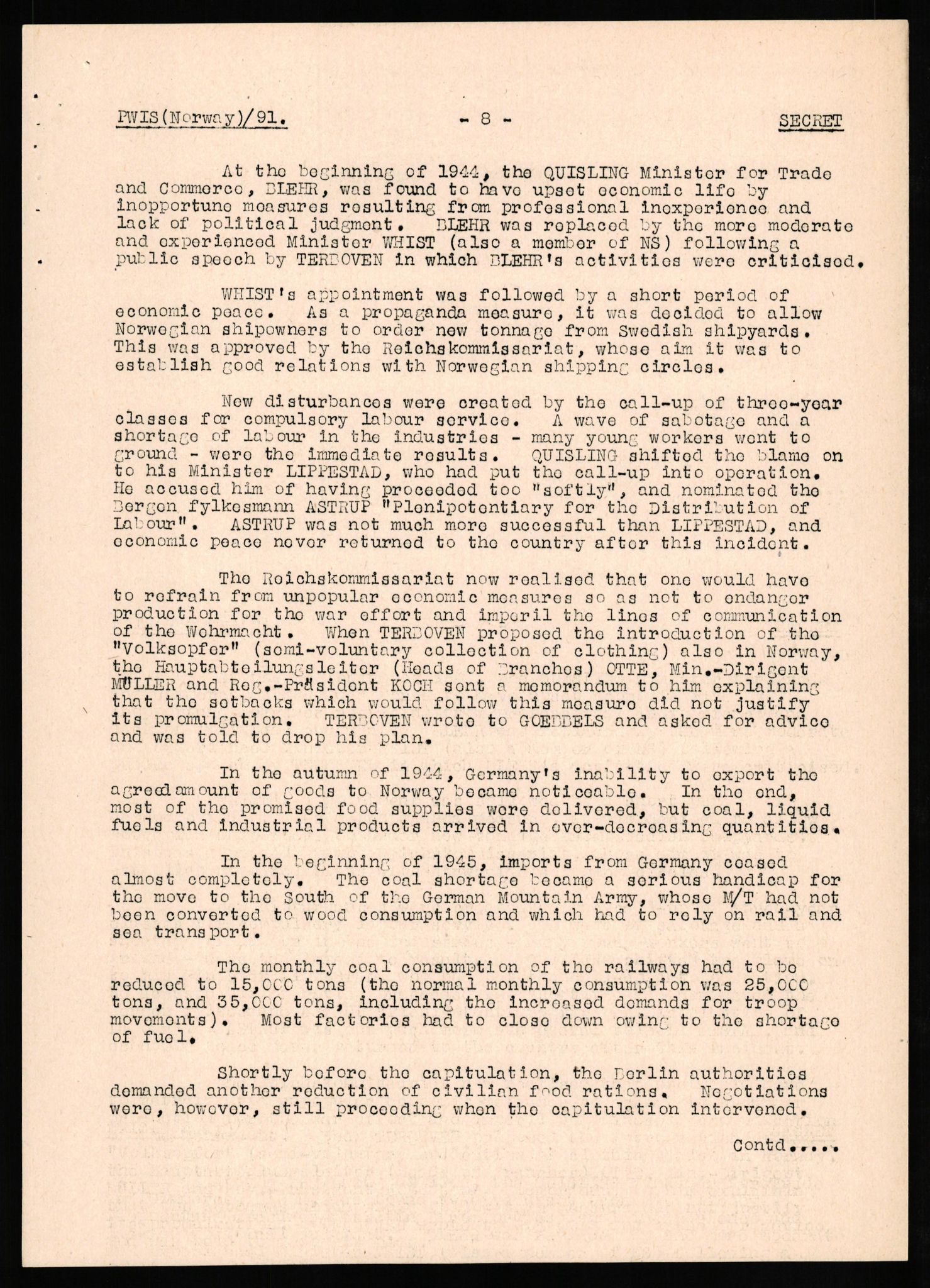 Forsvaret, Forsvarets overkommando II, AV/RA-RAFA-3915/D/Db/L0025: CI Questionaires. Tyske okkupasjonsstyrker i Norge. Tyskere., 1945-1946, s. 88