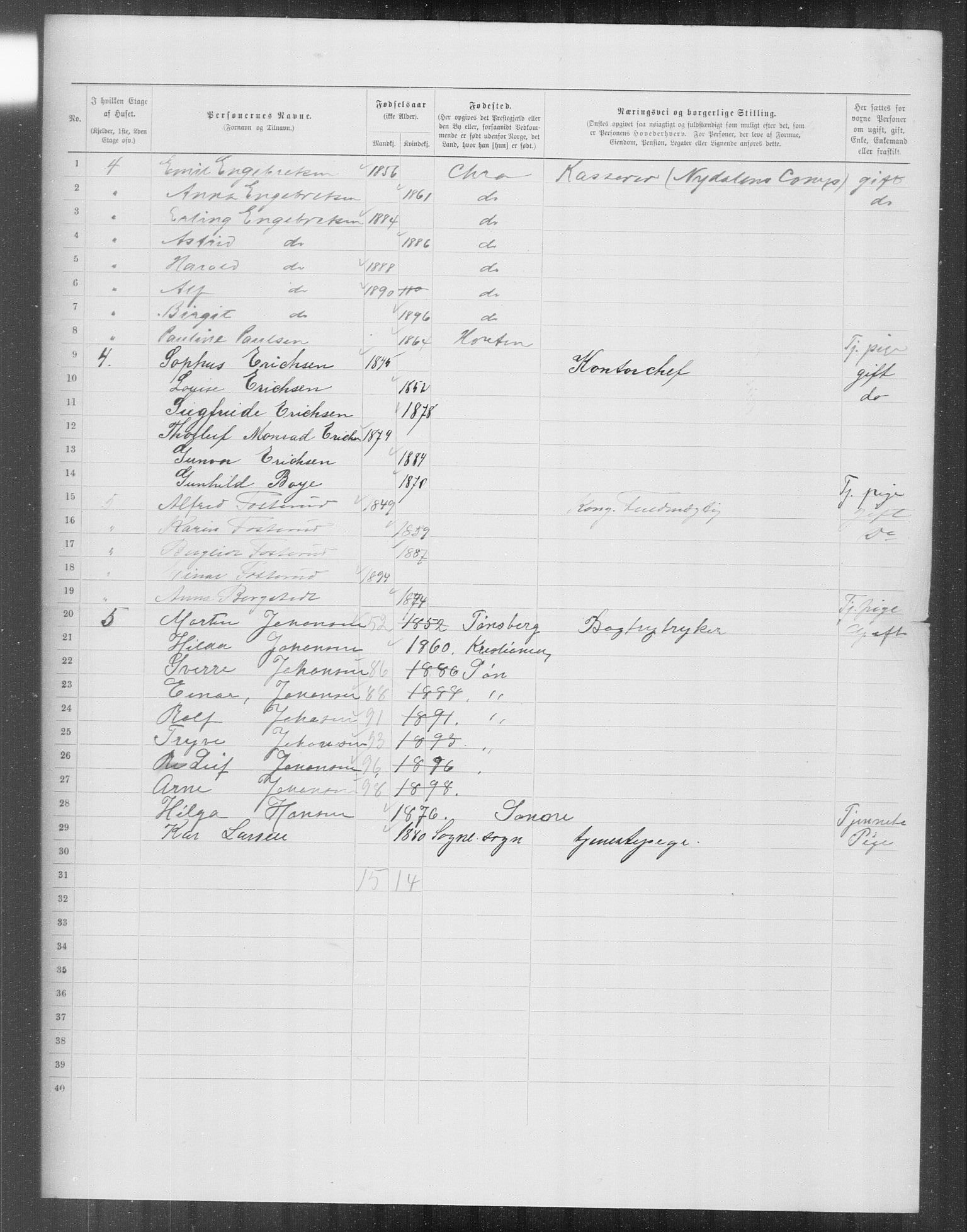 OBA, Kommunal folketelling 31.12.1899 for Kristiania kjøpstad, 1899, s. 12902