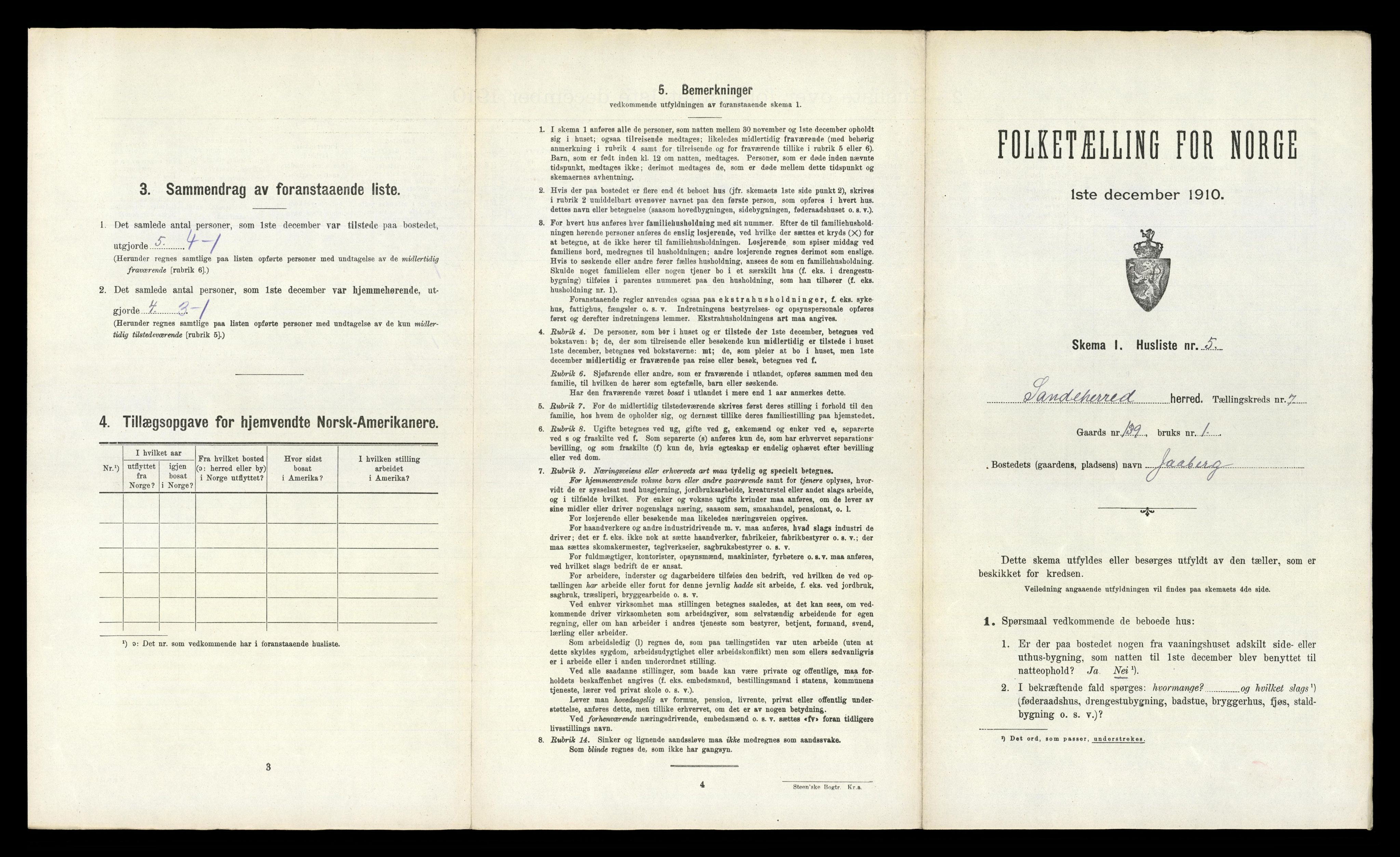 RA, Folketelling 1910 for 0724 Sandeherred herred, 1910, s. 1245