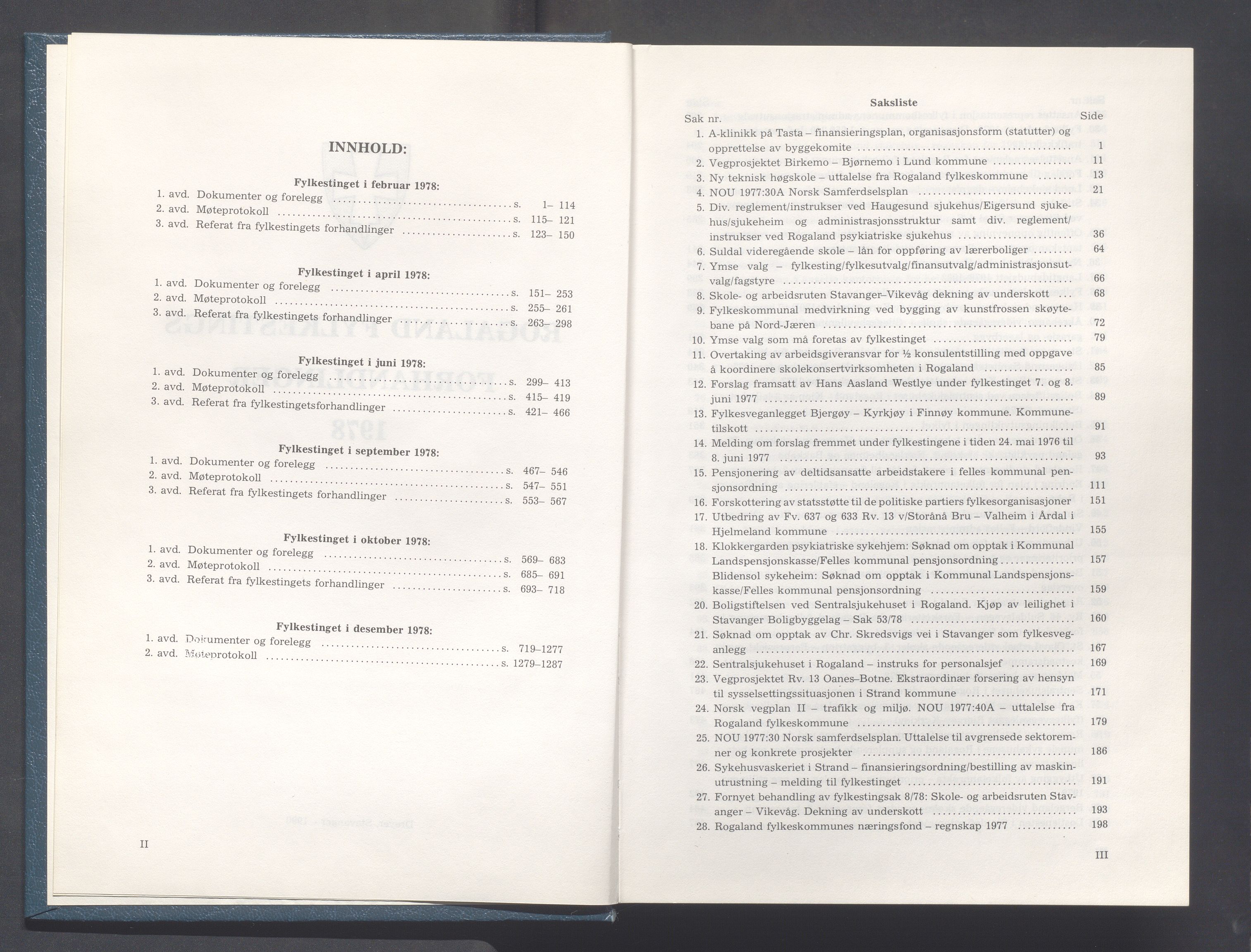 Rogaland fylkeskommune - Fylkesrådmannen , IKAR/A-900/A/Aa/Aaa/L0098: Møtebok , 1978