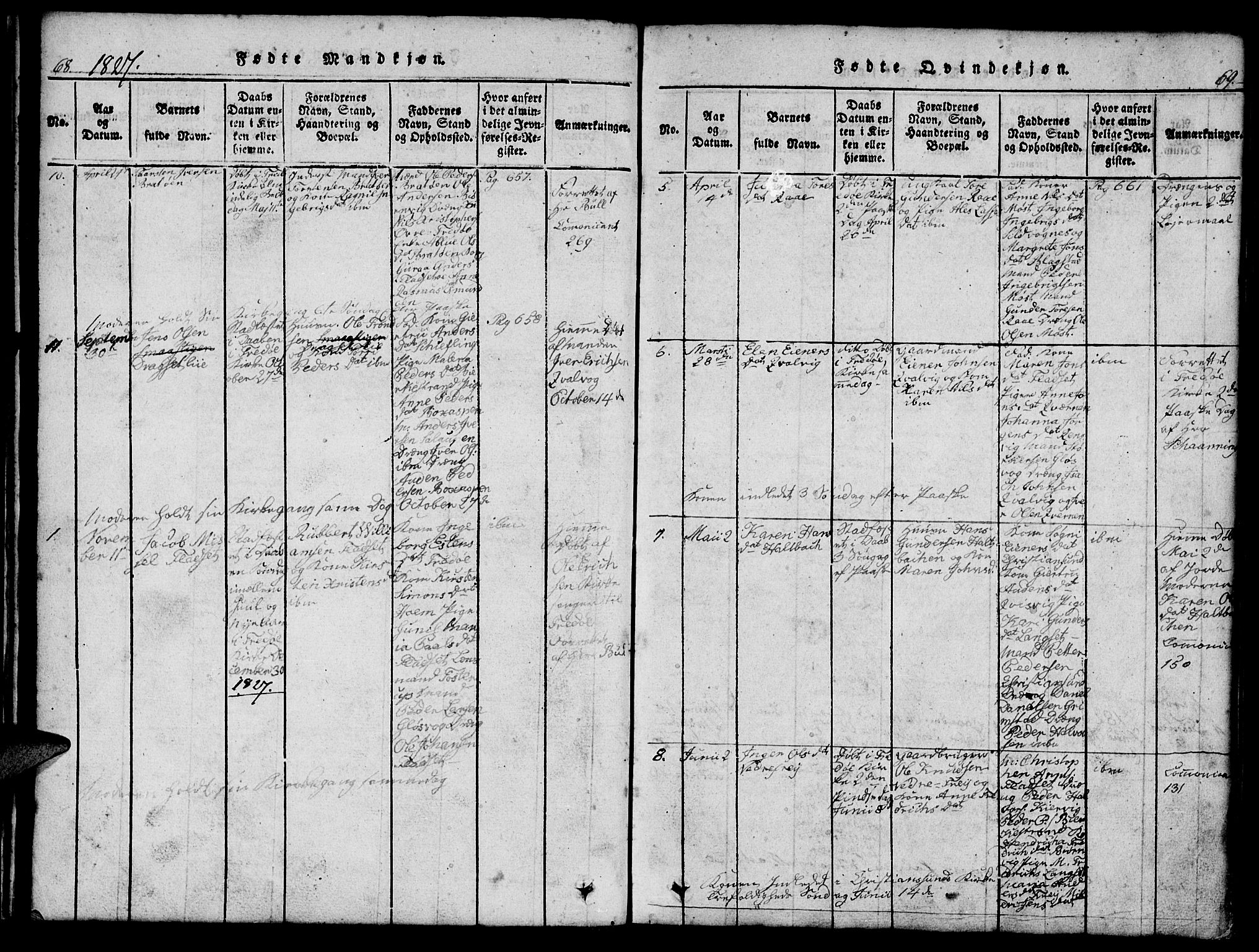 Ministerialprotokoller, klokkerbøker og fødselsregistre - Møre og Romsdal, AV/SAT-A-1454/573/L0873: Klokkerbok nr. 573C01, 1819-1834, s. 68-69