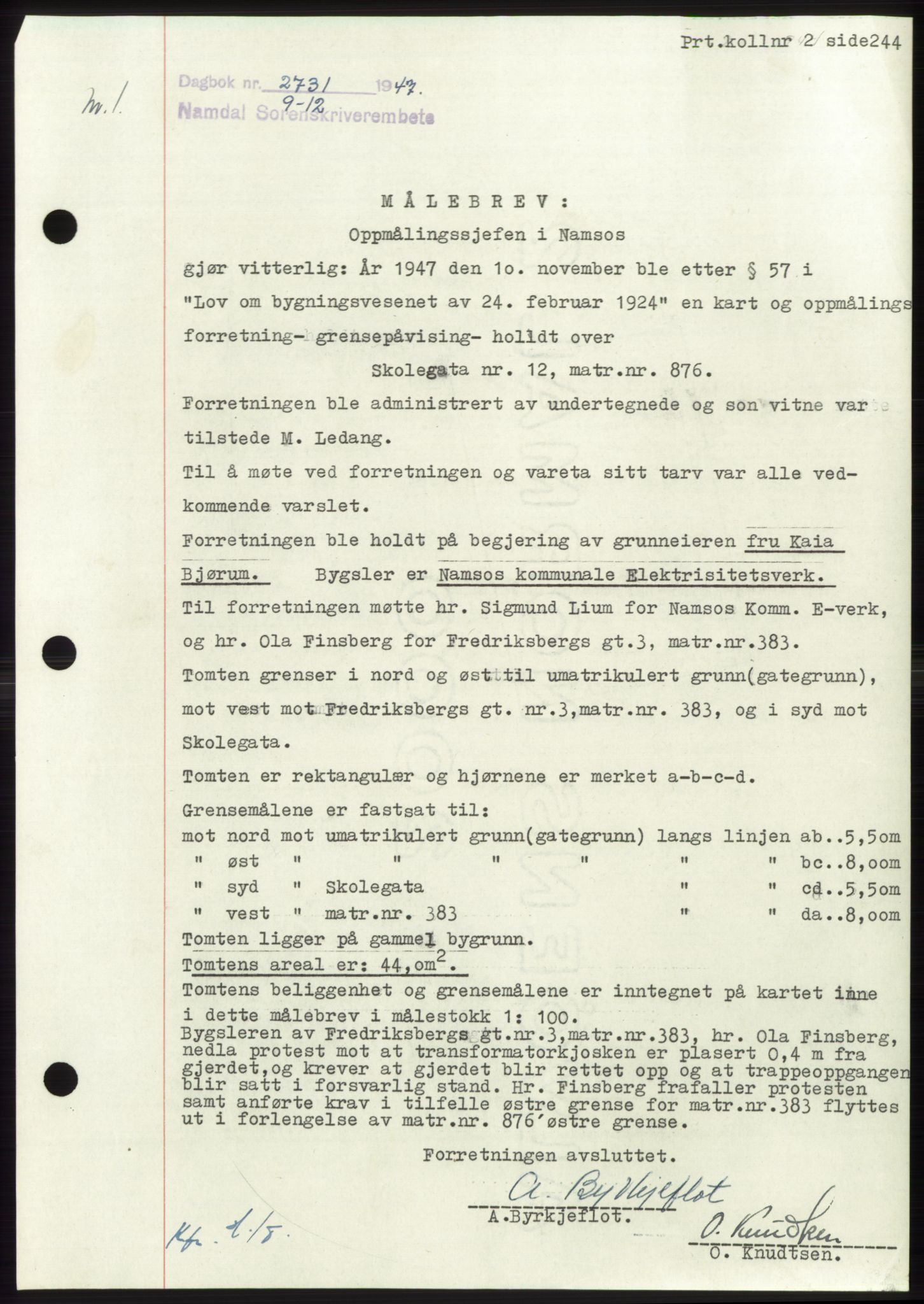 Namdal sorenskriveri, SAT/A-4133/1/2/2C: Pantebok nr. -, 1947-1948, Dagboknr: 2731/1947