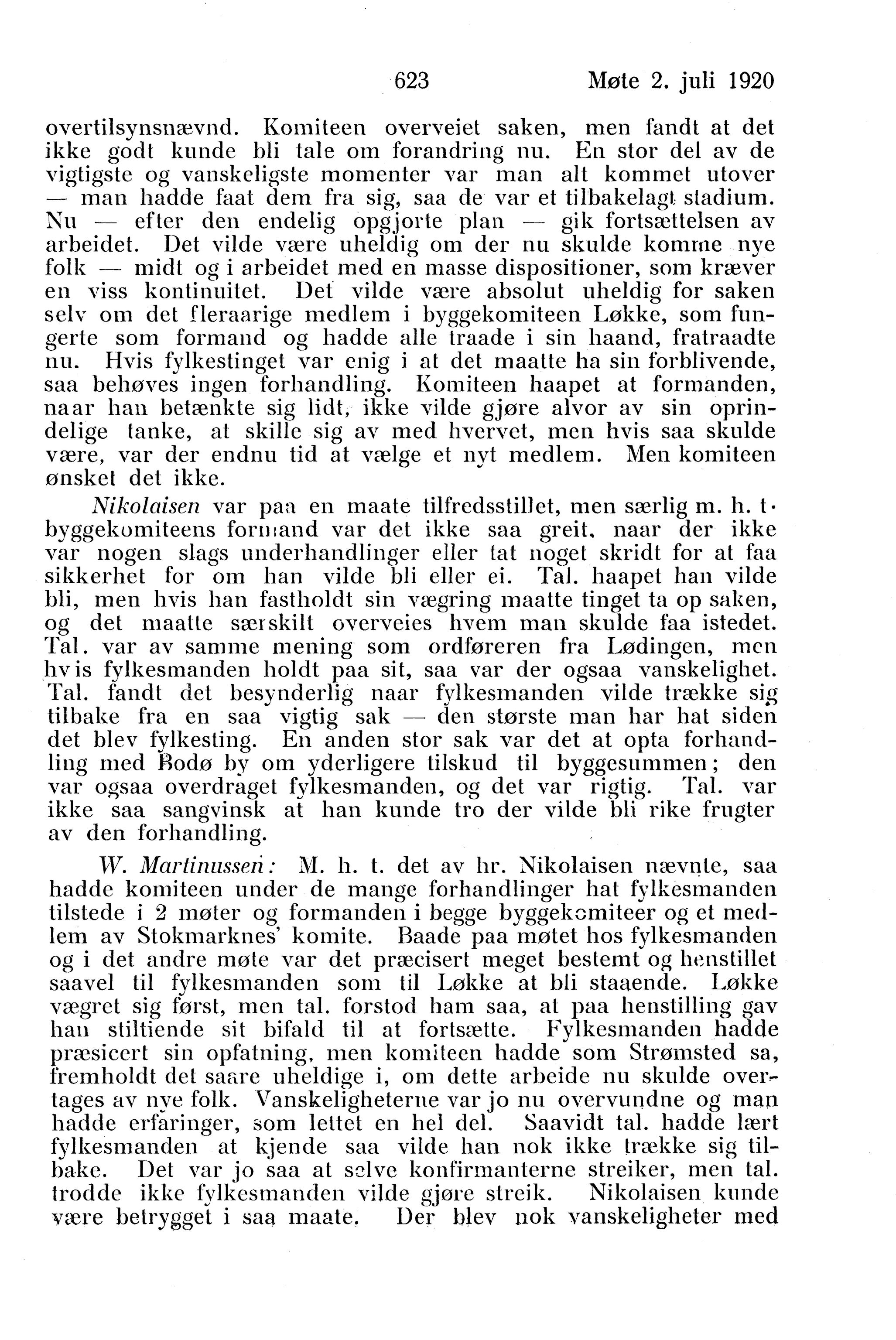 Nordland Fylkeskommune. Fylkestinget, AIN/NFK-17/176/A/Ac/L0043: Fylkestingsforhandlinger 1920, 1920