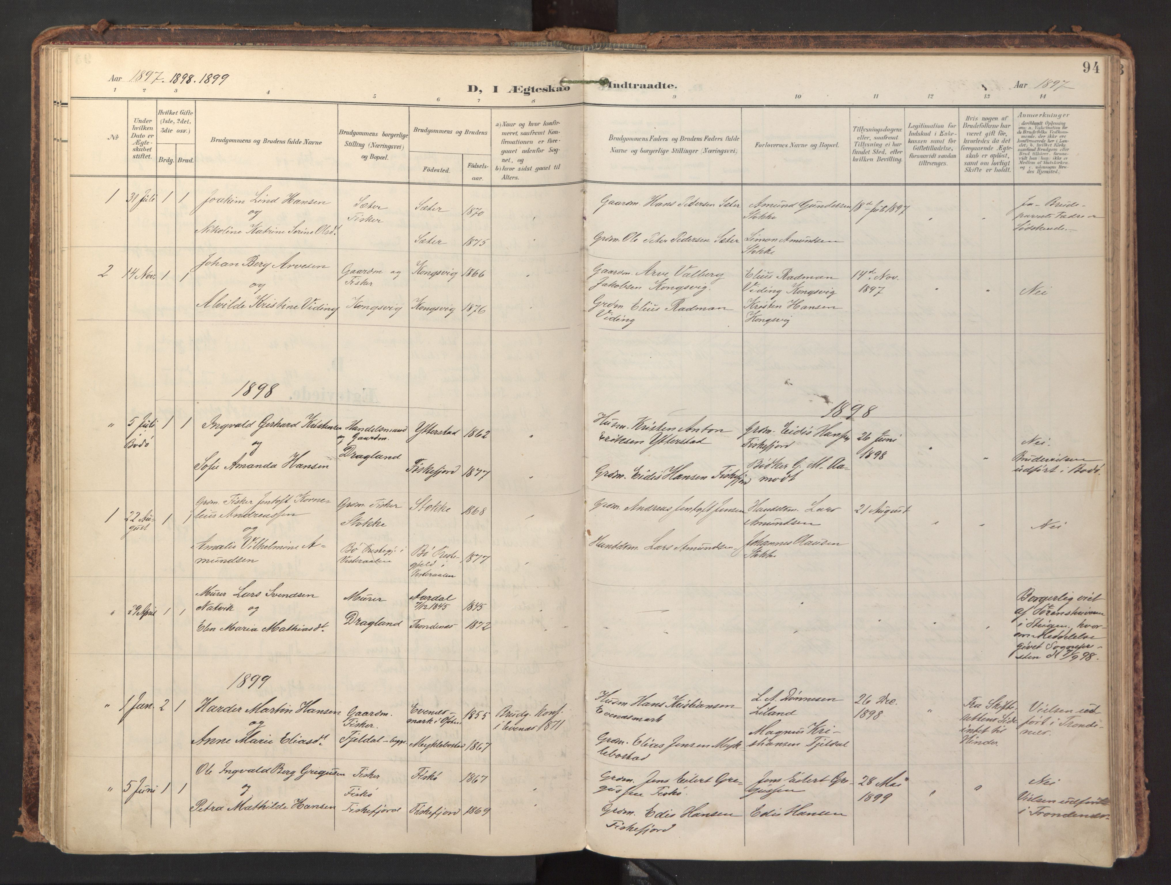 Ministerialprotokoller, klokkerbøker og fødselsregistre - Nordland, AV/SAT-A-1459/865/L0926: Ministerialbok nr. 865A04, 1897-1912, s. 94