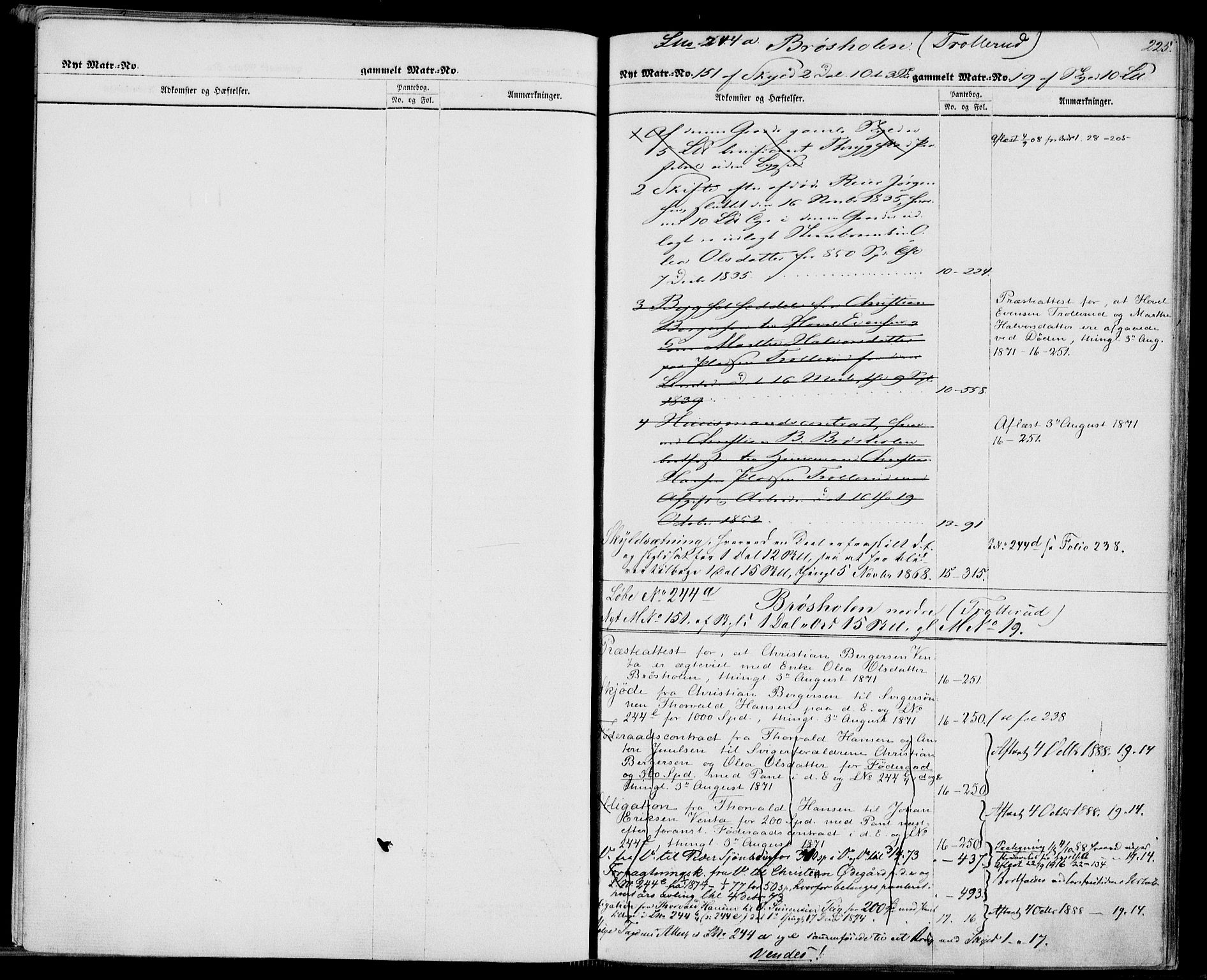 Trøgstad sorenskriveri, SAO/A-10659/G/Ga/L0003: Panteregister nr. 3, 1785-1926, s. 225