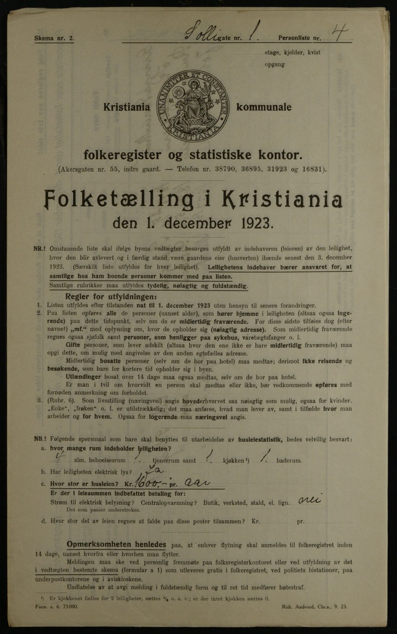 OBA, Kommunal folketelling 1.12.1923 for Kristiania, 1923, s. 109780