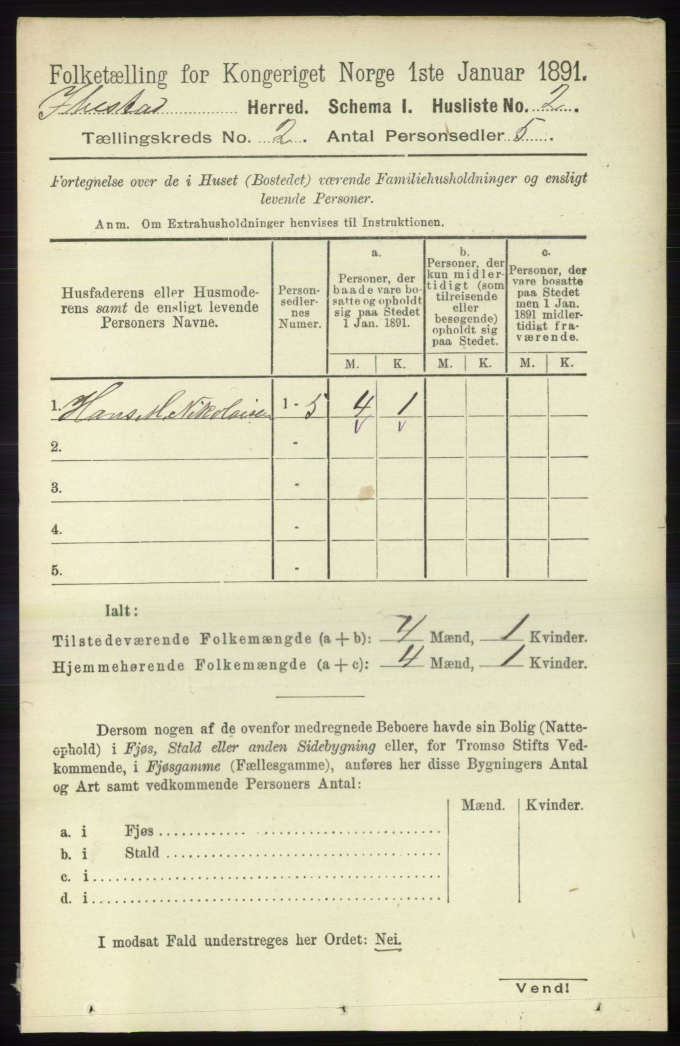 RA, Folketelling 1891 for 1917 Ibestad herred, 1891, s. 709