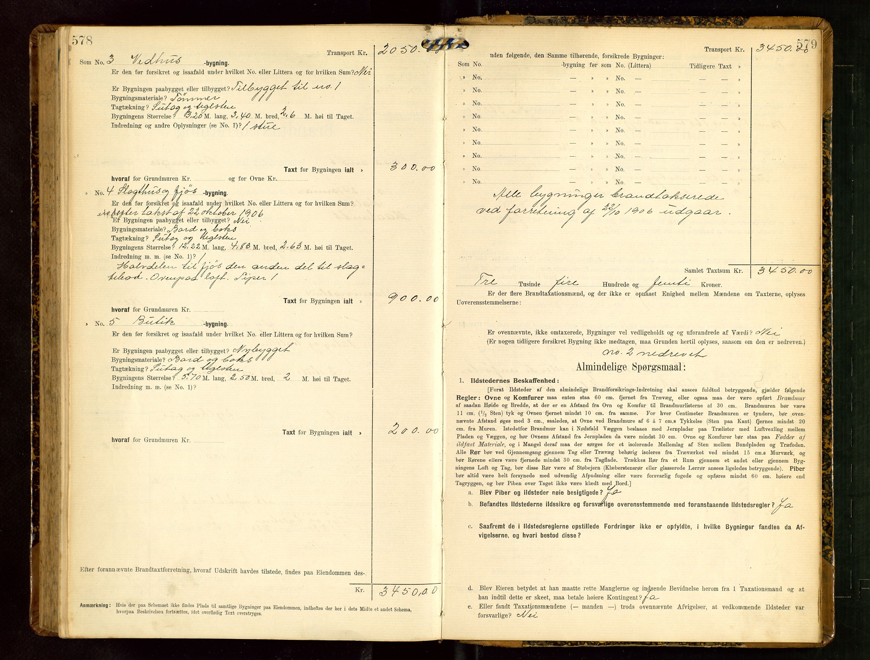Håland lensmannskontor, AV/SAST-A-100100/Gob/L0003: Branntakstprotokoll - skjematakst. Register i boken., 1909-1910, s. 578-579