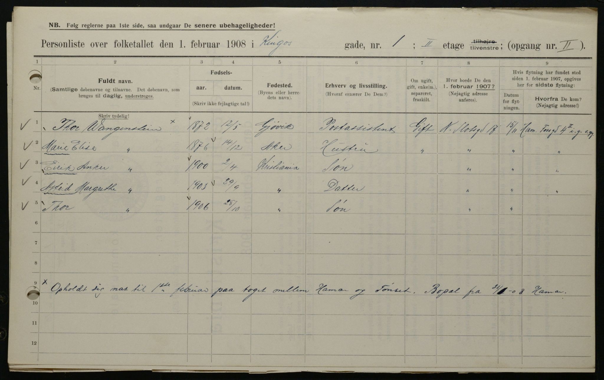 OBA, Kommunal folketelling 1.2.1908 for Kristiania kjøpstad, 1908, s. 44332