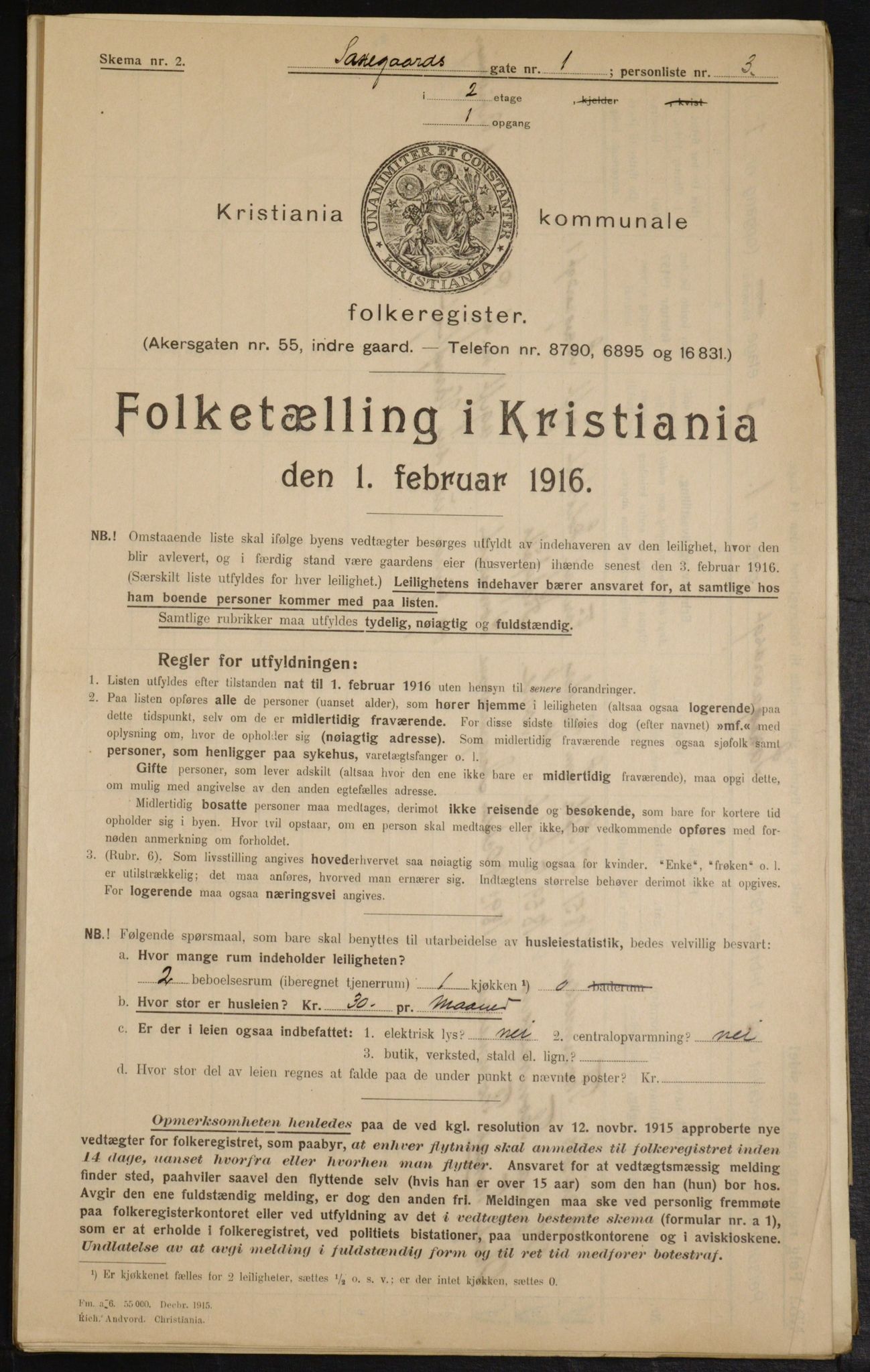 OBA, Kommunal folketelling 1.2.1916 for Kristiania, 1916, s. 91489