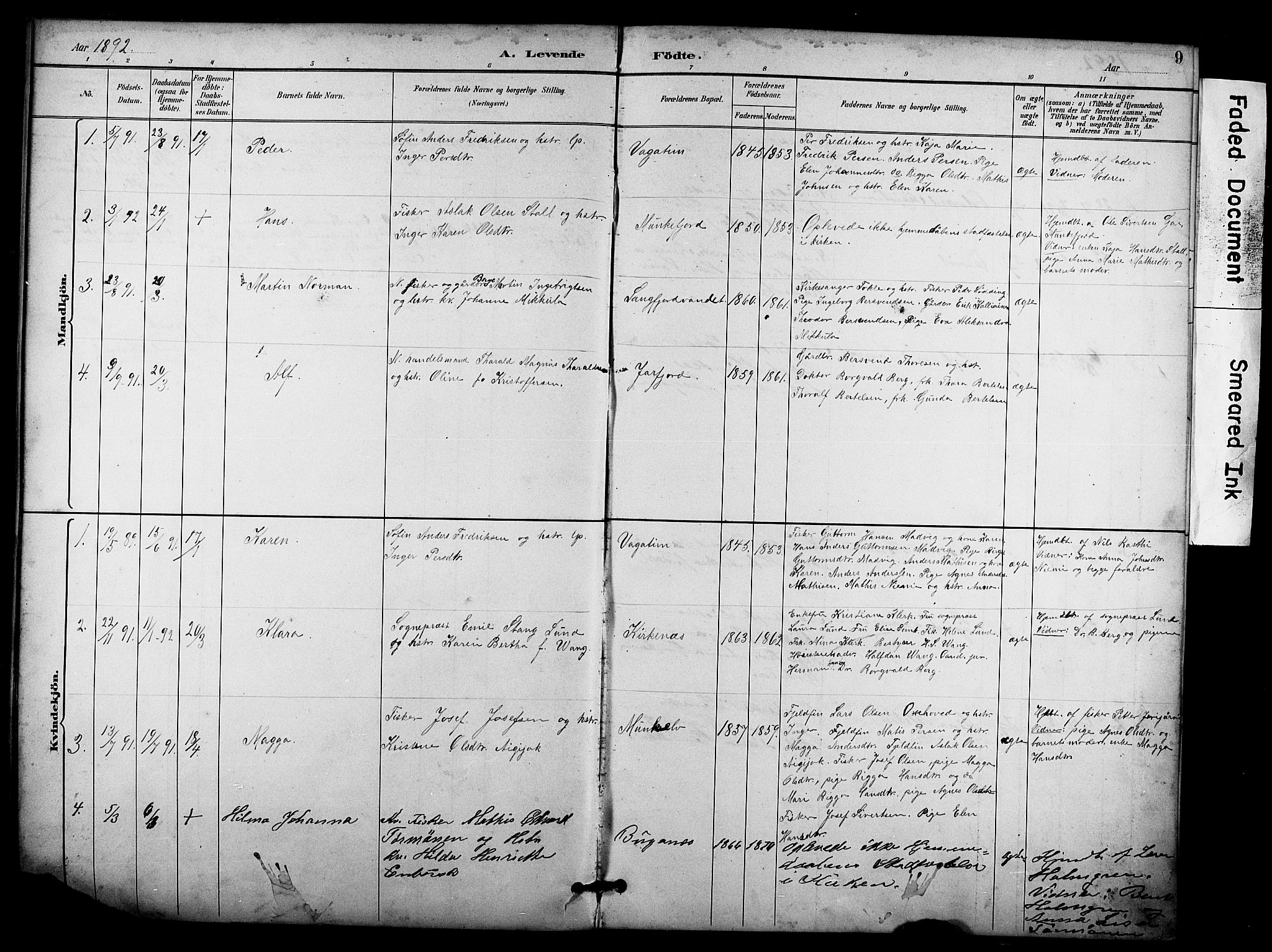 Sør-Varanger sokneprestkontor, AV/SATØ-S-1331/H/Hb/L0004klokker: Klokkerbok nr. 4, 1891-1912, s. 9