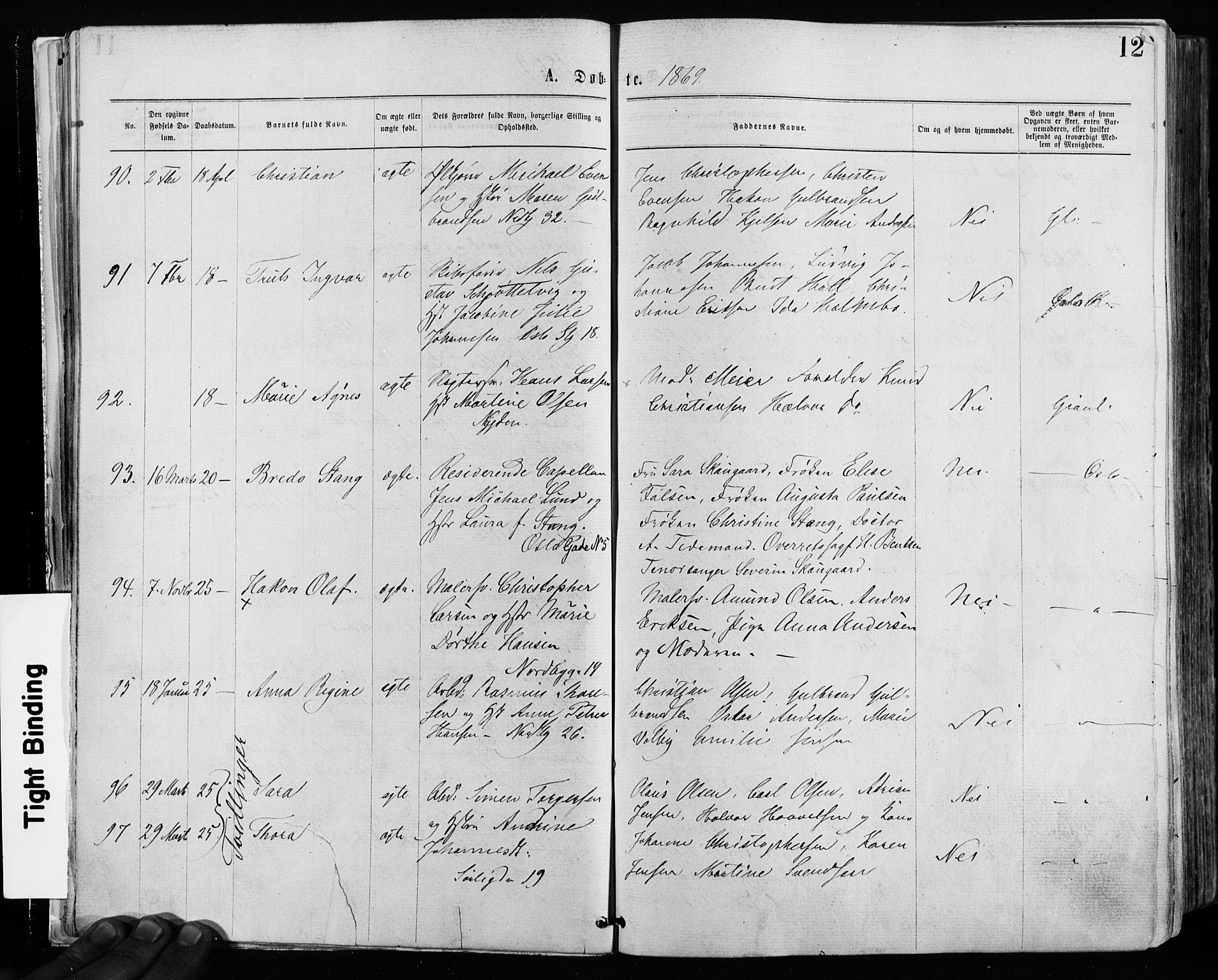 Grønland prestekontor Kirkebøker, SAO/A-10848/F/Fa/L0004: Ministerialbok nr. 4, 1869-1880, s. 12