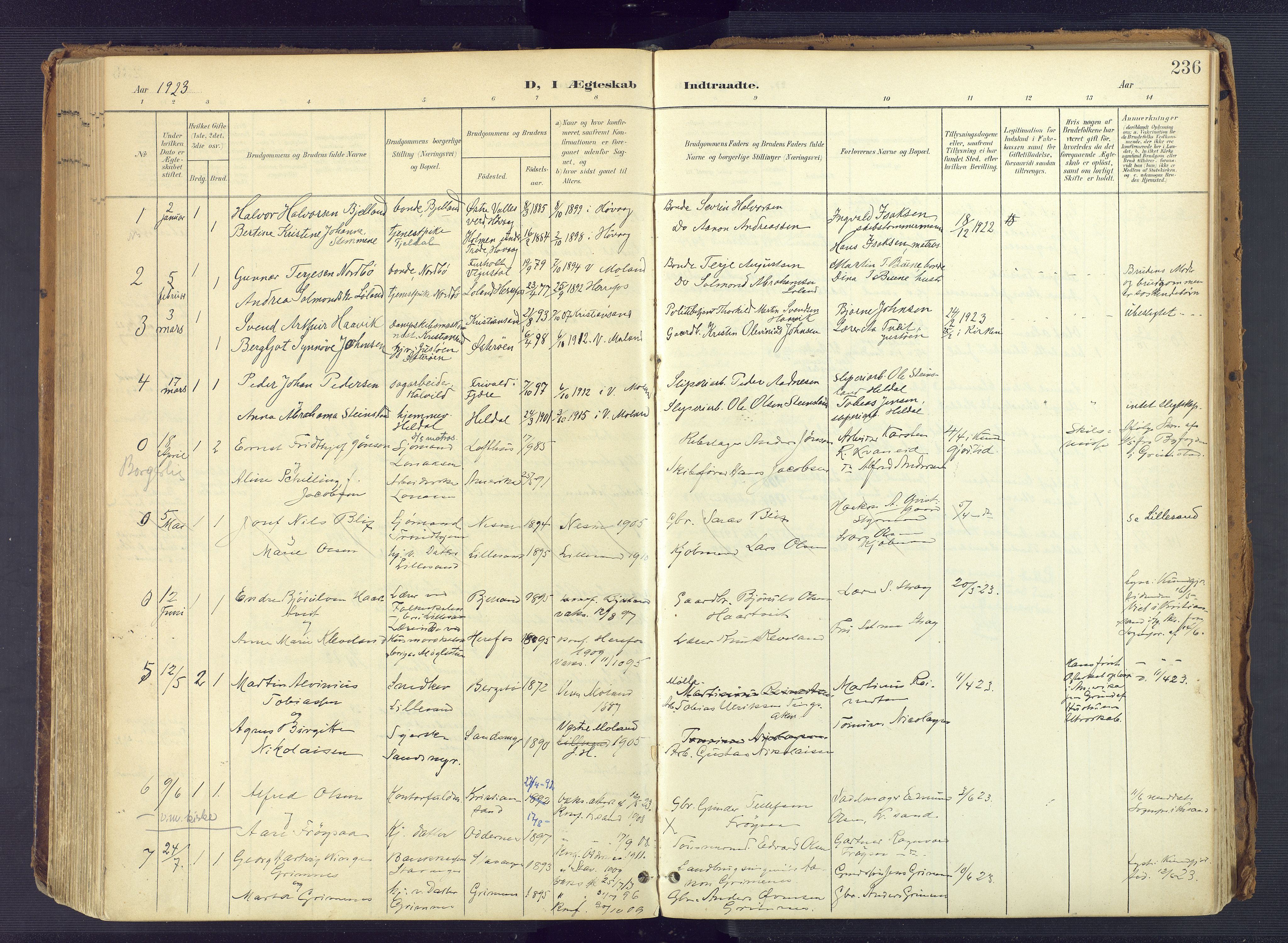 Vestre Moland sokneprestkontor, AV/SAK-1111-0046/F/Fa/Fab/L0010: Ministerialbok nr. A 10, 1900-1926, s. 236