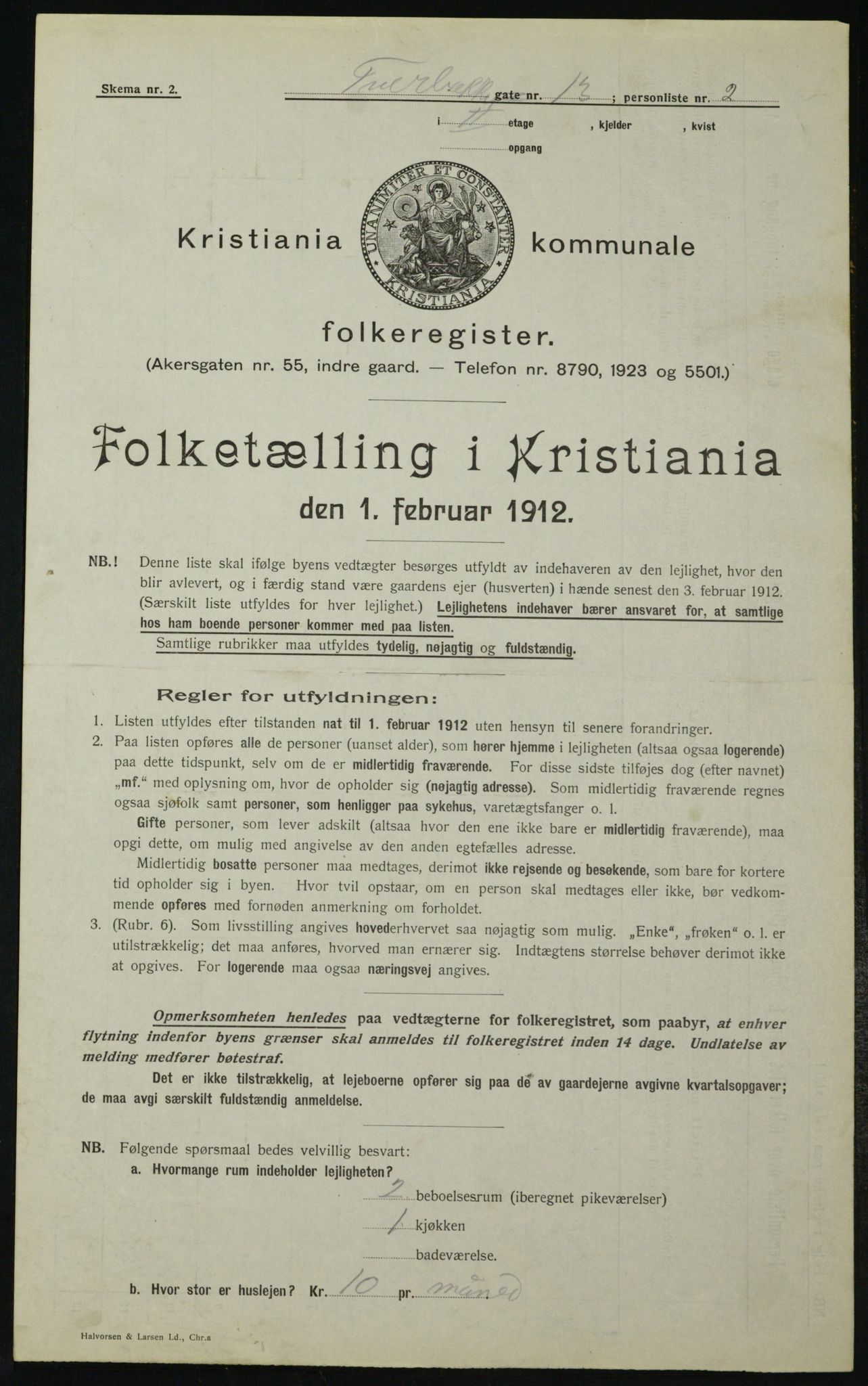 OBA, Kommunal folketelling 1.2.1912 for Kristiania, 1912, s. 117518