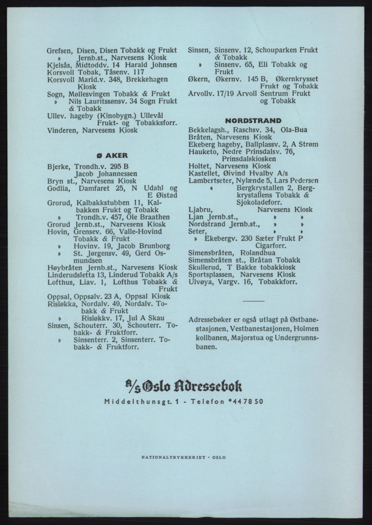 Kristiania/Oslo adressebok, PUBL/-, 1960-1961