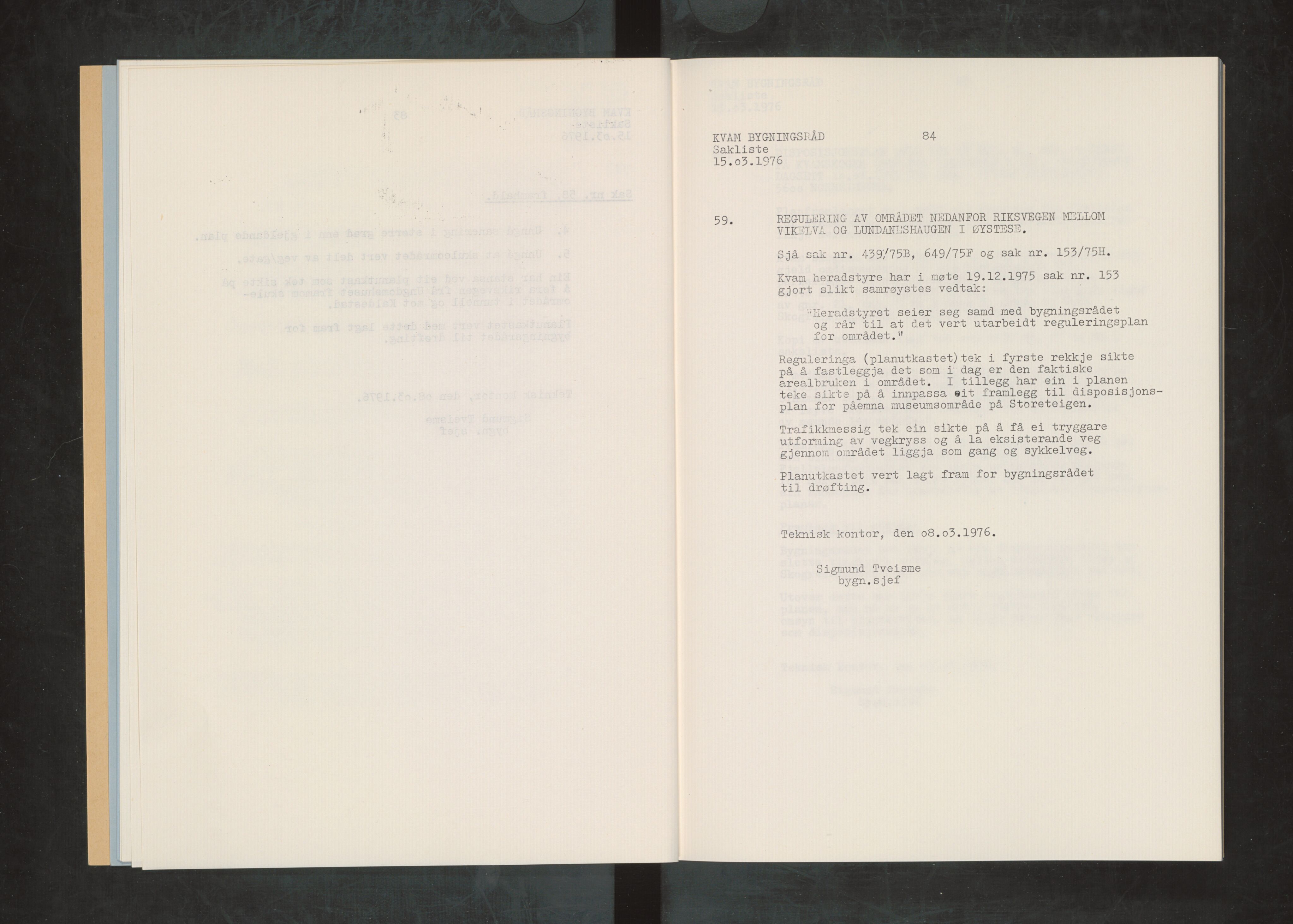 Kvam herad. Bygningsrådet, IKAH/1238-511/A/Ab/L0052: Utskrift av møtebok for Kvam bygningsråd, 1976