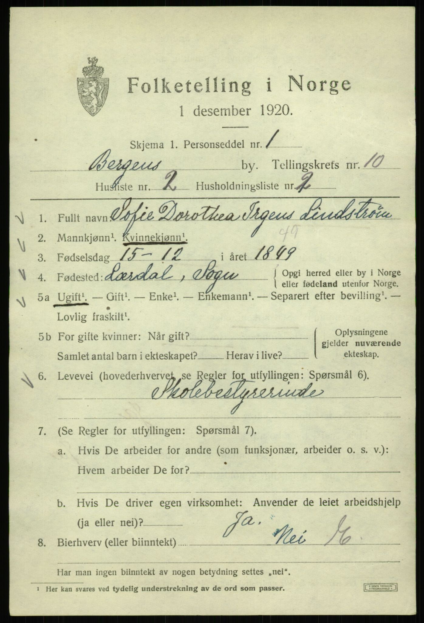 SAB, Folketelling 1920 for 1301 Bergen kjøpstad, 1920, s. 71361