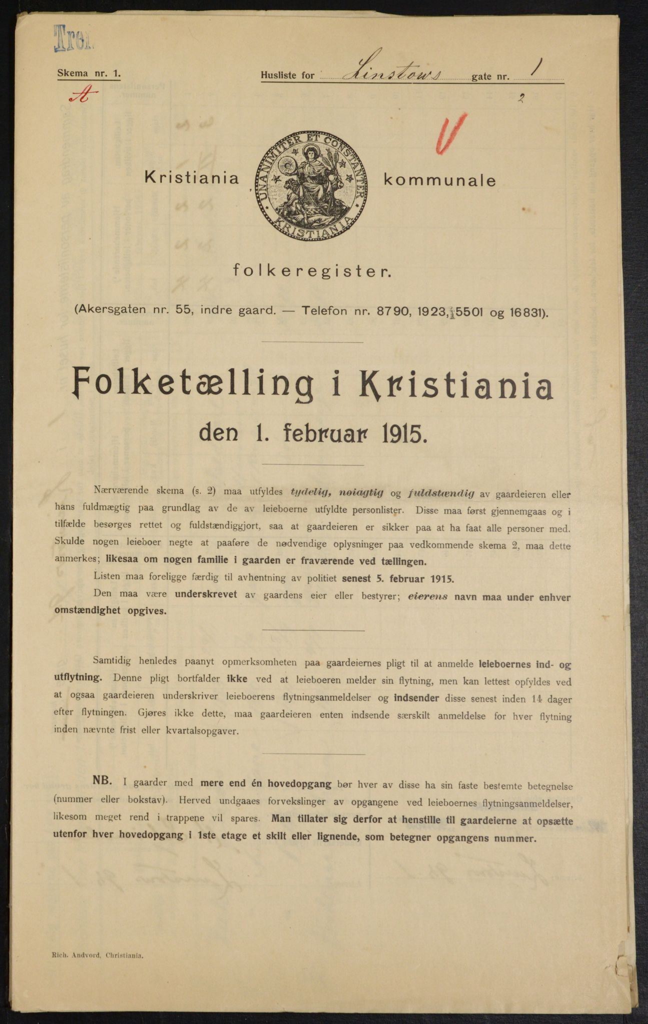 OBA, Kommunal folketelling 1.2.1915 for Kristiania, 1915, s. 57200