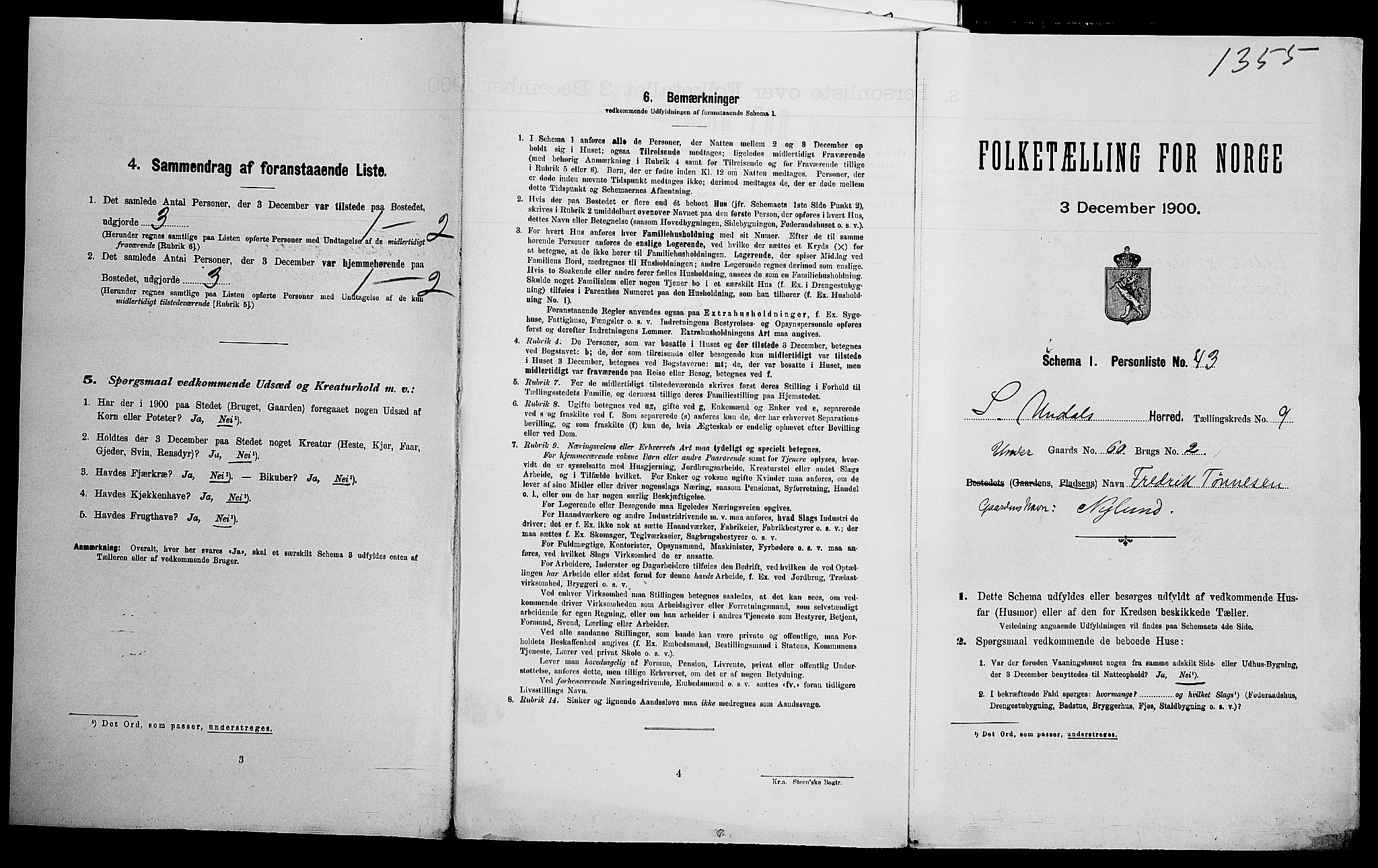 SAK, Folketelling 1900 for 1029 Sør-Audnedal herred, 1900, s. 990