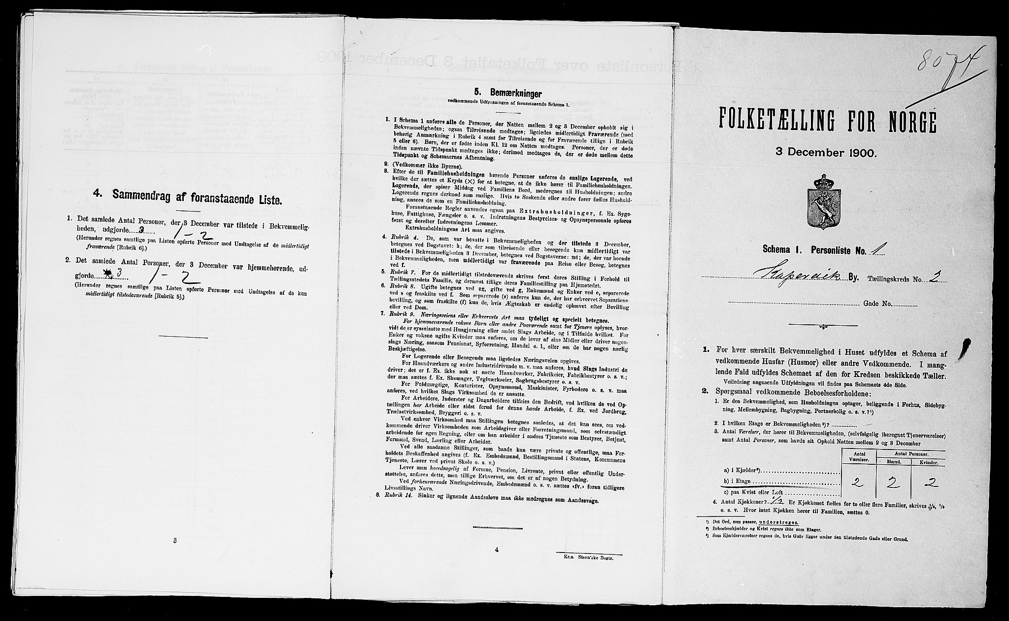 SAST, Folketelling 1900 for 1105 Kopervik ladested, 1900, s. 492