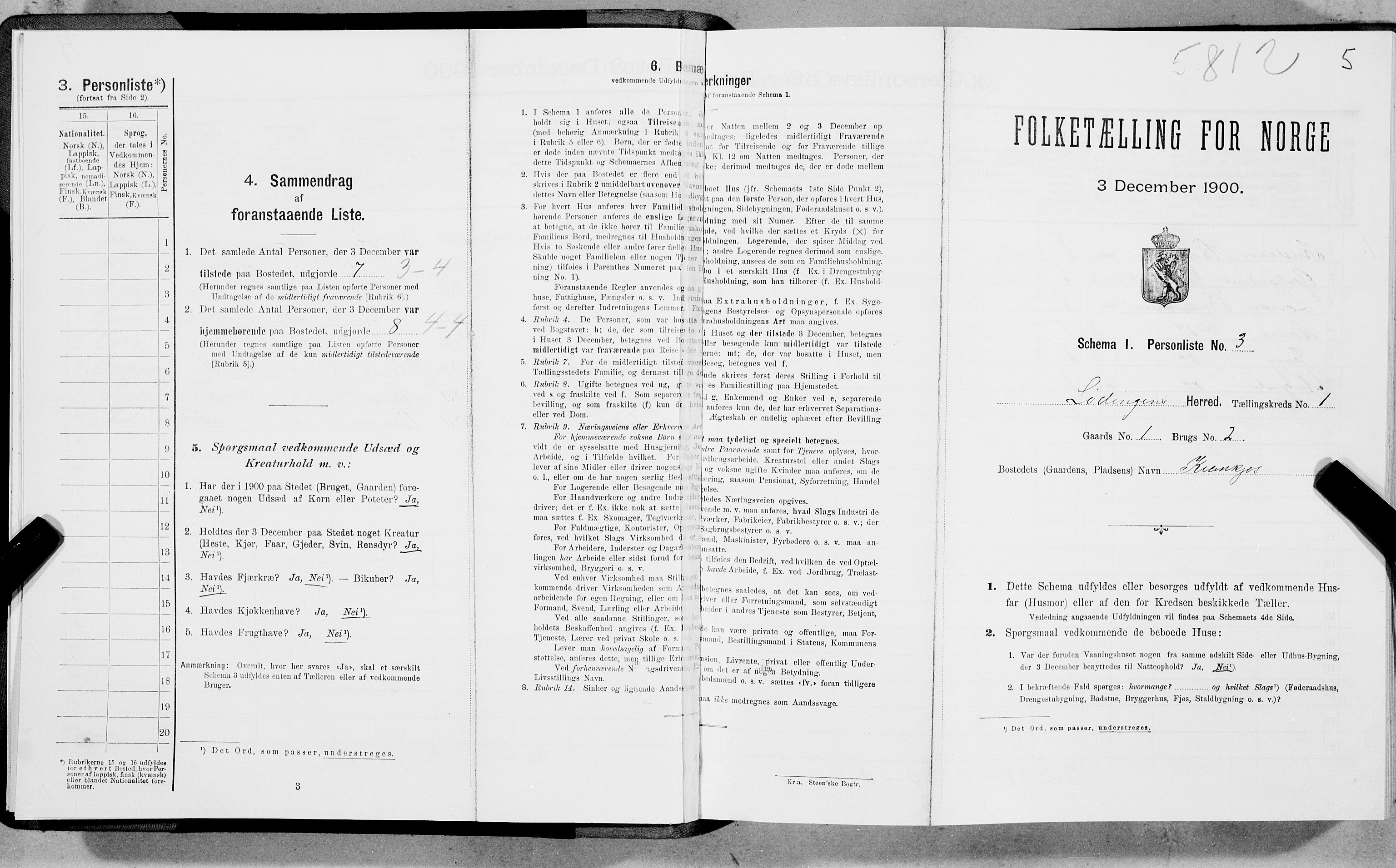 SAT, Folketelling 1900 for 1851 Lødingen herred, 1900, s. 5
