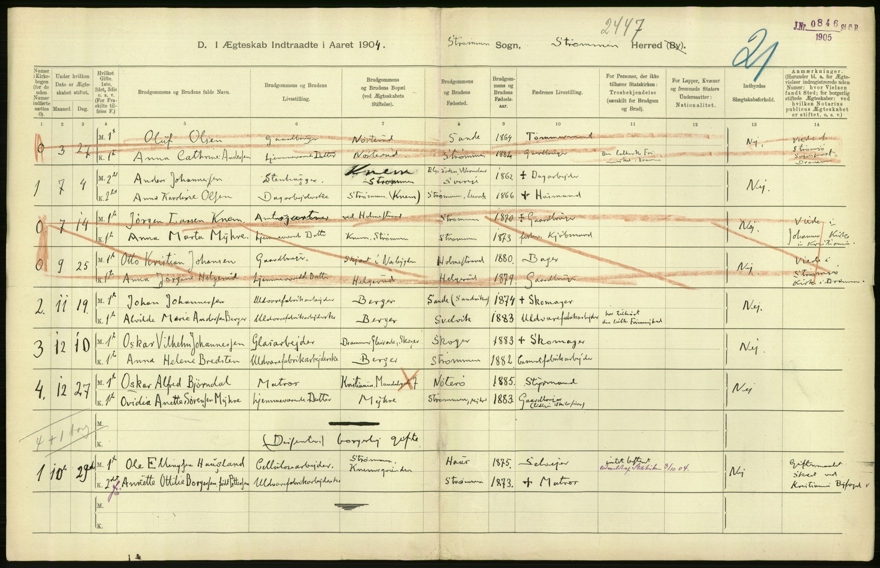 Statistisk sentralbyrå, Sosiodemografiske emner, Befolkning, AV/RA-S-2228/D/Df/Dfa/Dfab/L0008: Jarlsberg og Larvig amt: Fødte, gifte, døde, 1904, s. 464