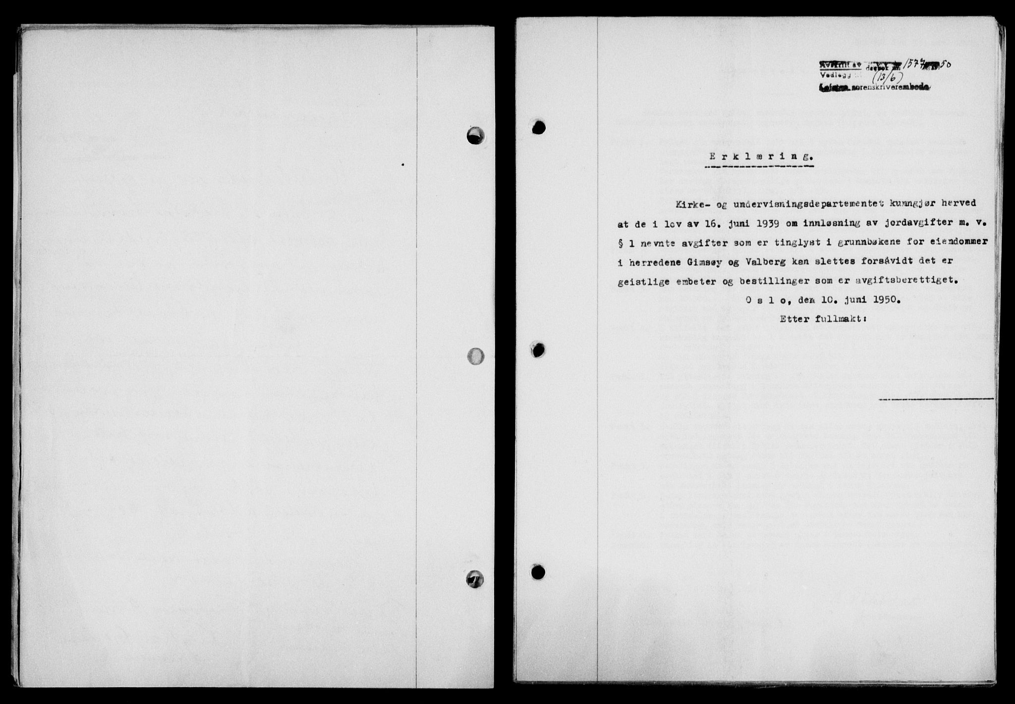 Lofoten sorenskriveri, SAT/A-0017/1/2/2C/L0023a: Pantebok nr. 23a, 1950-1950, Dagboknr: 1577/1950