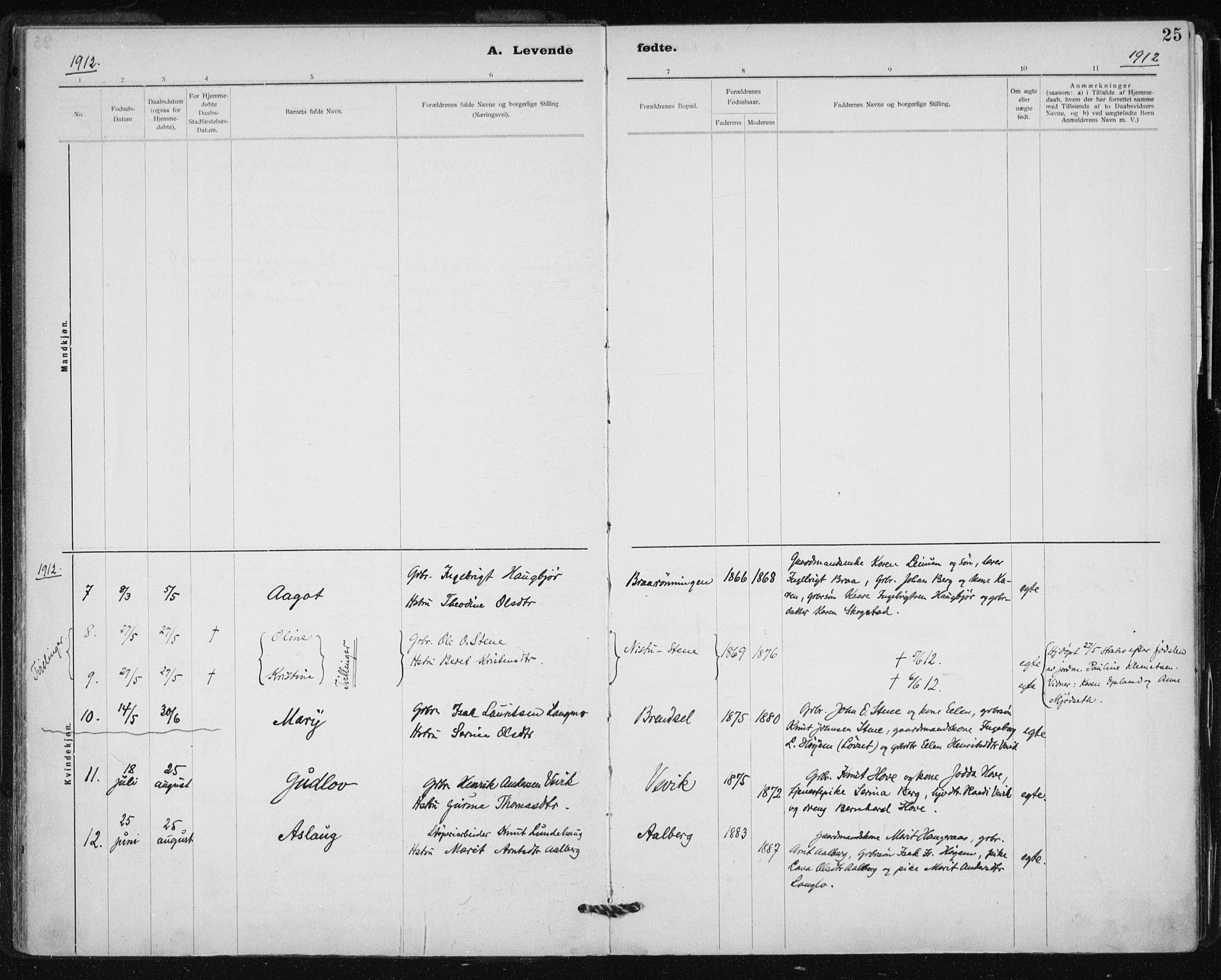 Ministerialprotokoller, klokkerbøker og fødselsregistre - Sør-Trøndelag, SAT/A-1456/612/L0381: Ministerialbok nr. 612A13, 1907-1923, s. 25