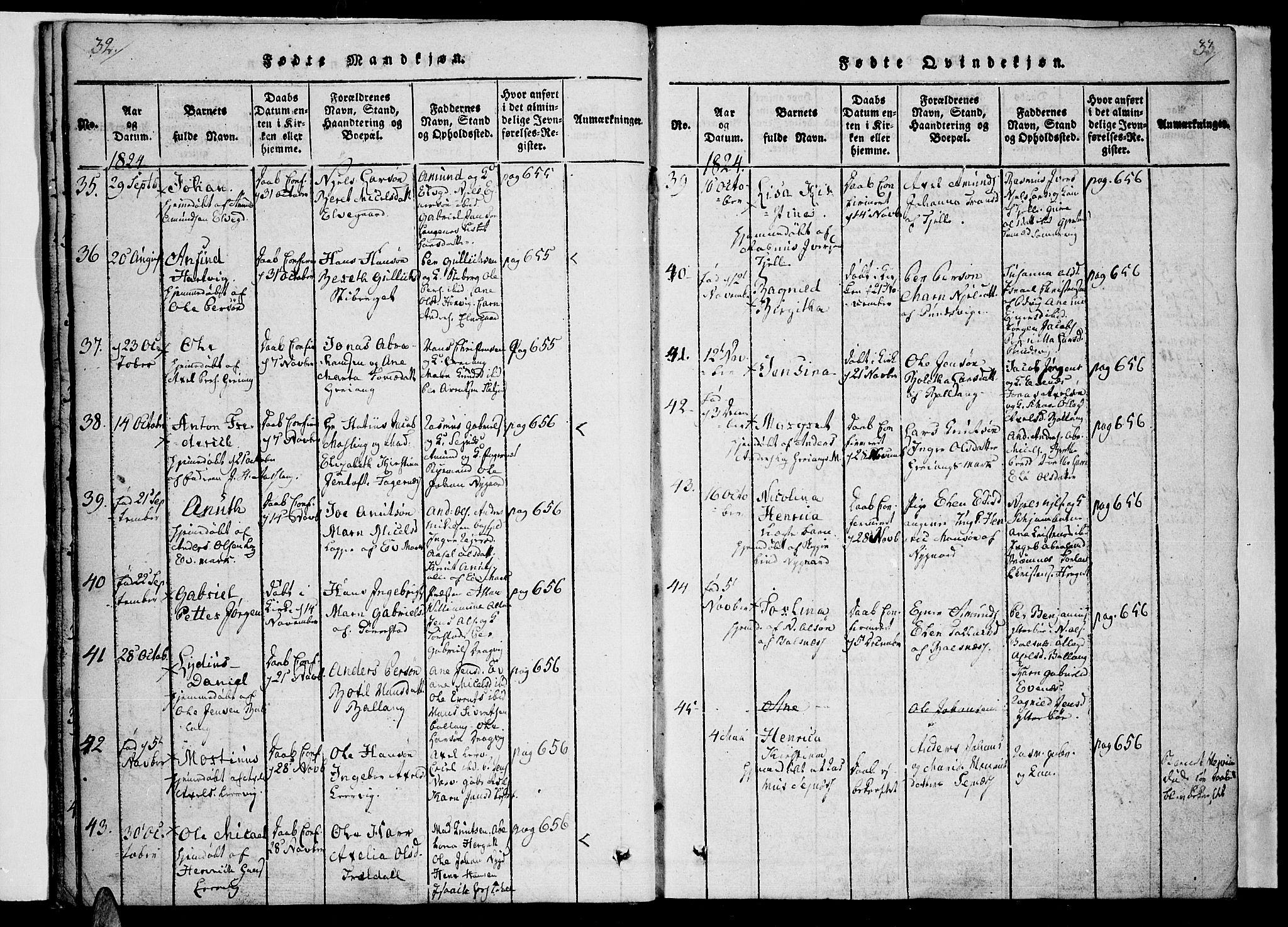 Ministerialprotokoller, klokkerbøker og fødselsregistre - Nordland, AV/SAT-A-1459/863/L0894: Ministerialbok nr. 863A06, 1821-1851, s. 32-33