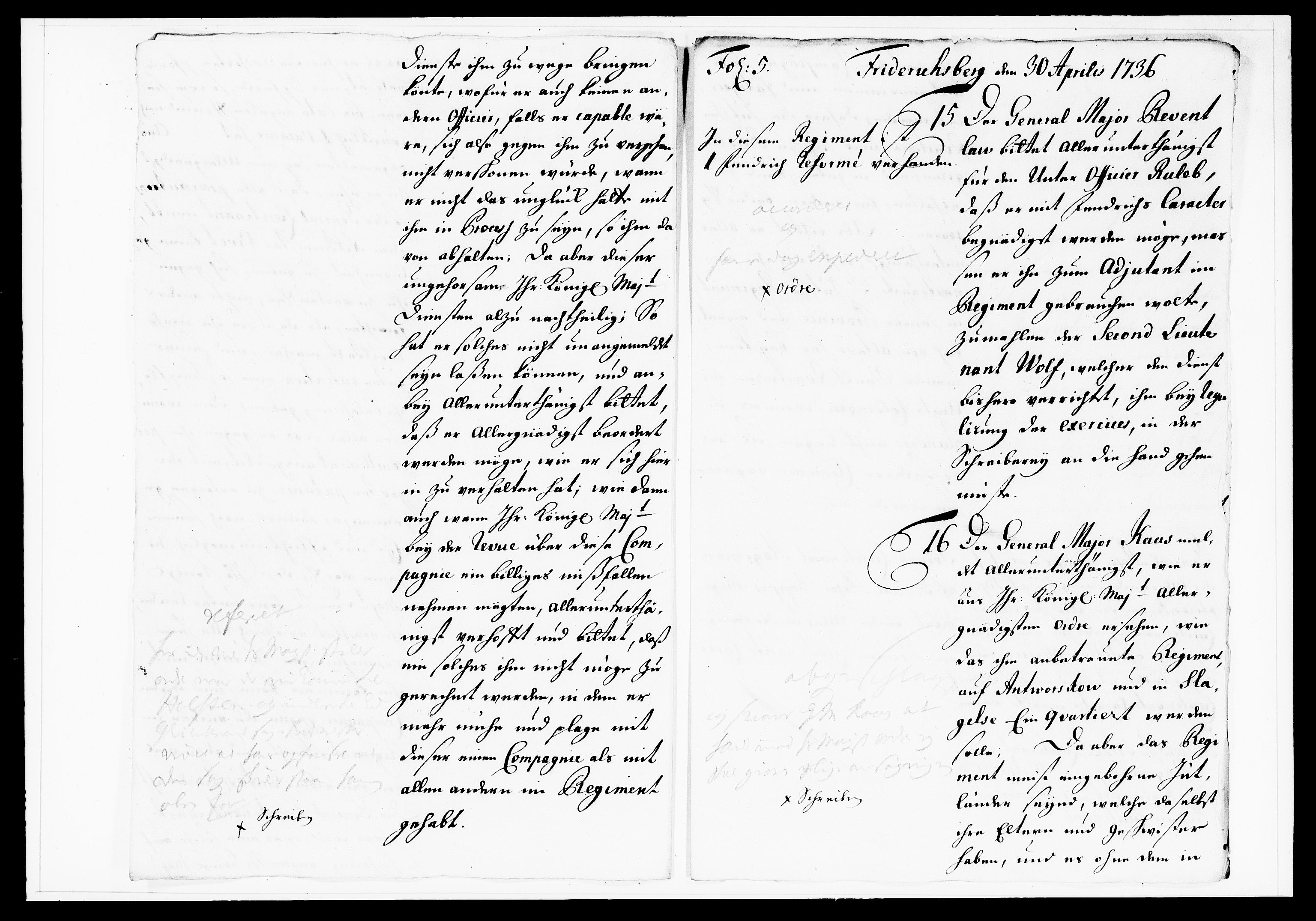 Krigskollegiet, Krigskancelliet, DRA/A-0006/-/1130-1137: Refererede sager, 1736, s. 169