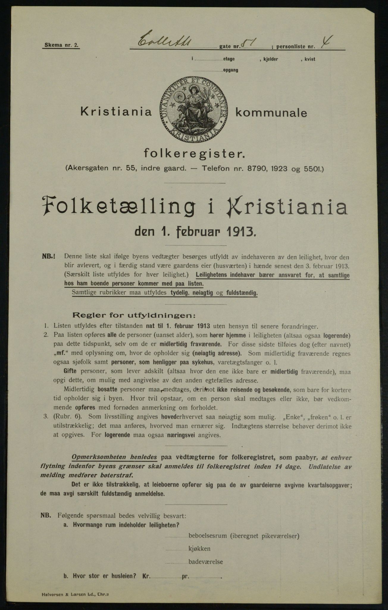 OBA, Kommunal folketelling 1.2.1913 for Kristiania, 1913, s. 13319