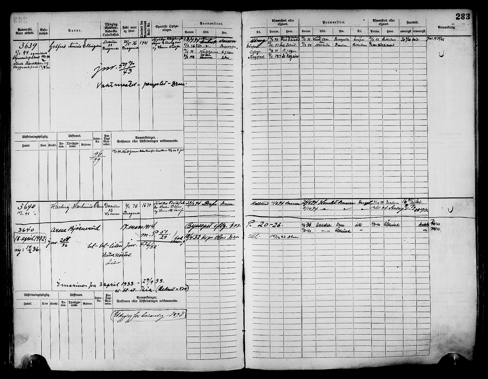 Drammen innrulleringsdistrikt, AV/SAKO-A-781/F/Fc/L0004: Hovedrulle, 1885, s. 289