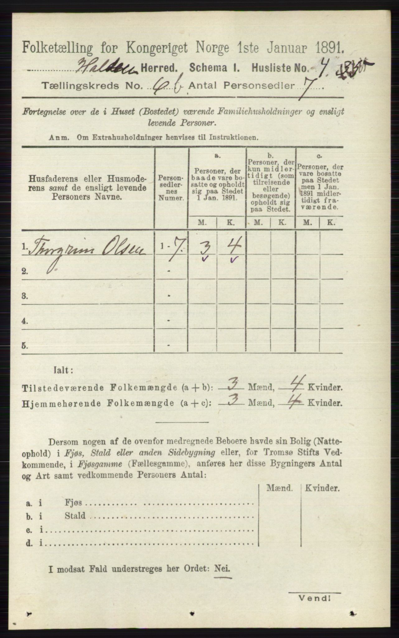 RA, Folketelling 1891 for 0819 Holla herred, 1891, s. 3163