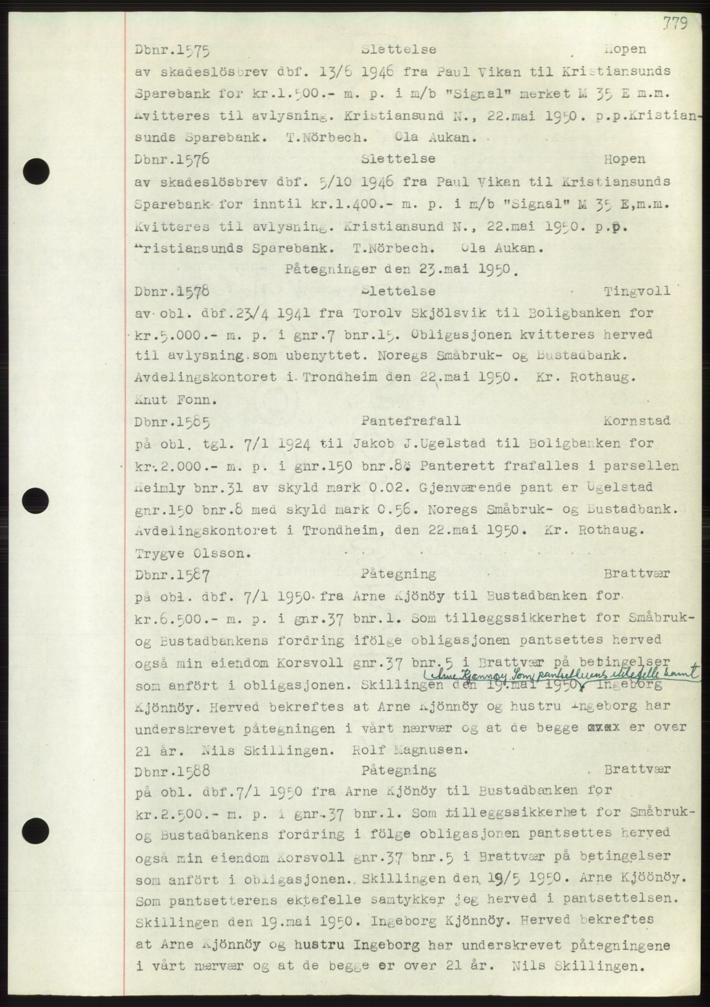 Nordmøre sorenskriveri, SAT/A-4132/1/2/2Ca: Pantebok nr. C82b, 1946-1951, Dagboknr: 1575/1950