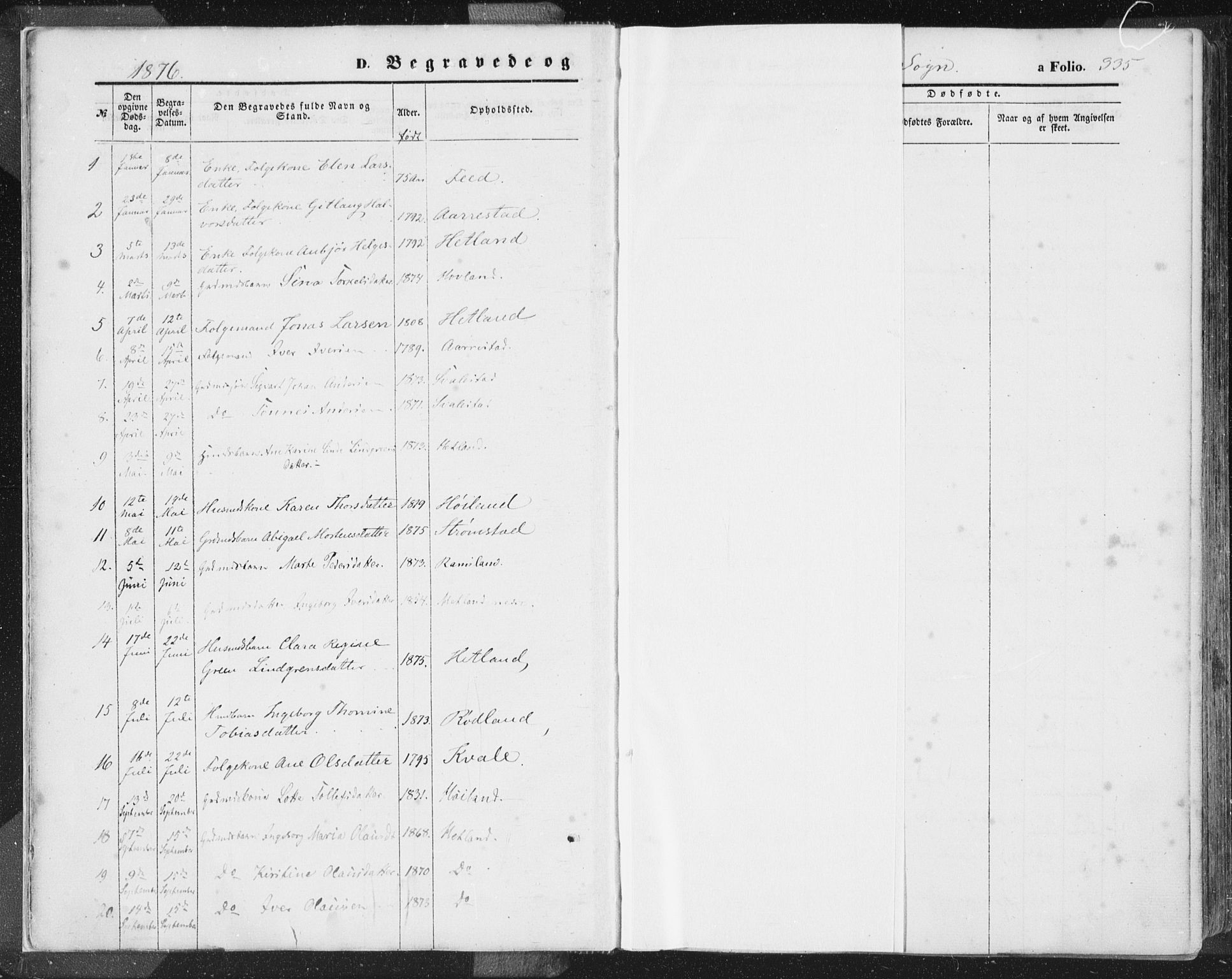 Helleland sokneprestkontor, SAST/A-101810: Ministerialbok nr. A 7.2, 1863-1886, s. 335