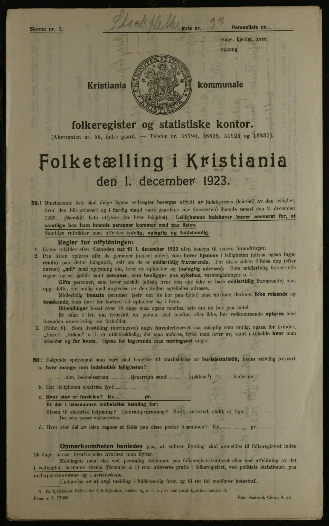 OBA, Kommunal folketelling 1.12.1923 for Kristiania, 1923, s. 112906