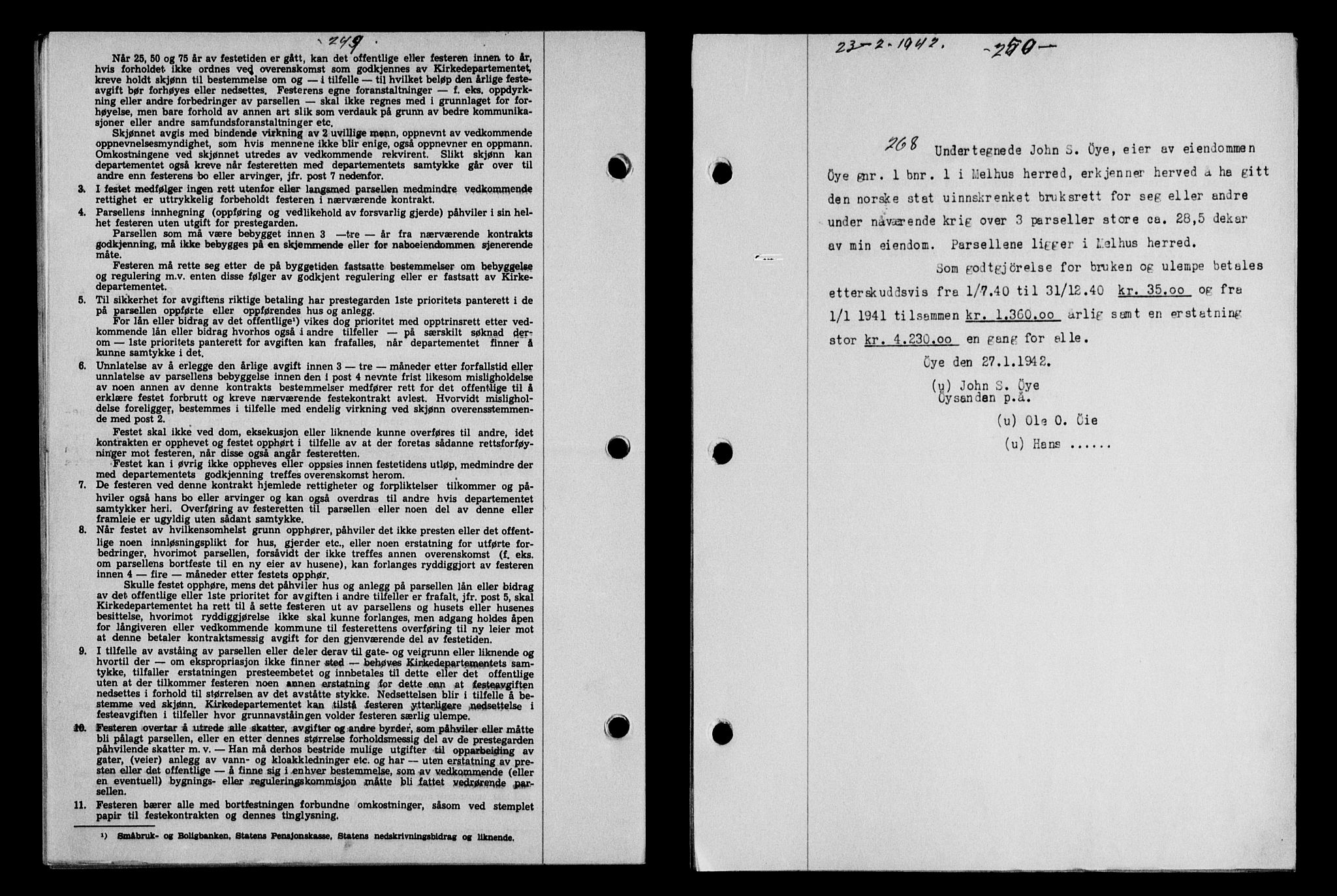 Gauldal sorenskriveri, SAT/A-0014/1/2/2C/L0054: Pantebok nr. 59, 1941-1942, Dagboknr: 268/1942