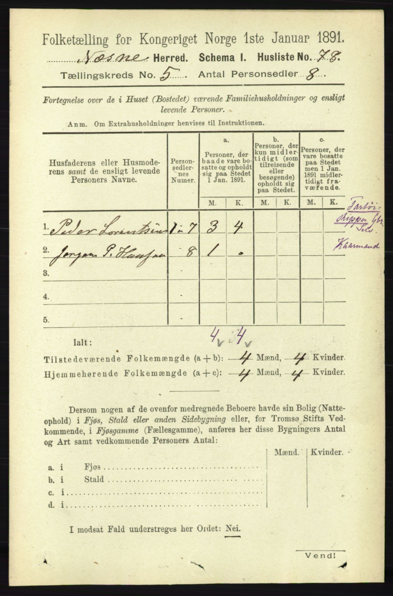 RA, Folketelling 1891 for 1828 Nesna herred, 1891, s. 2774