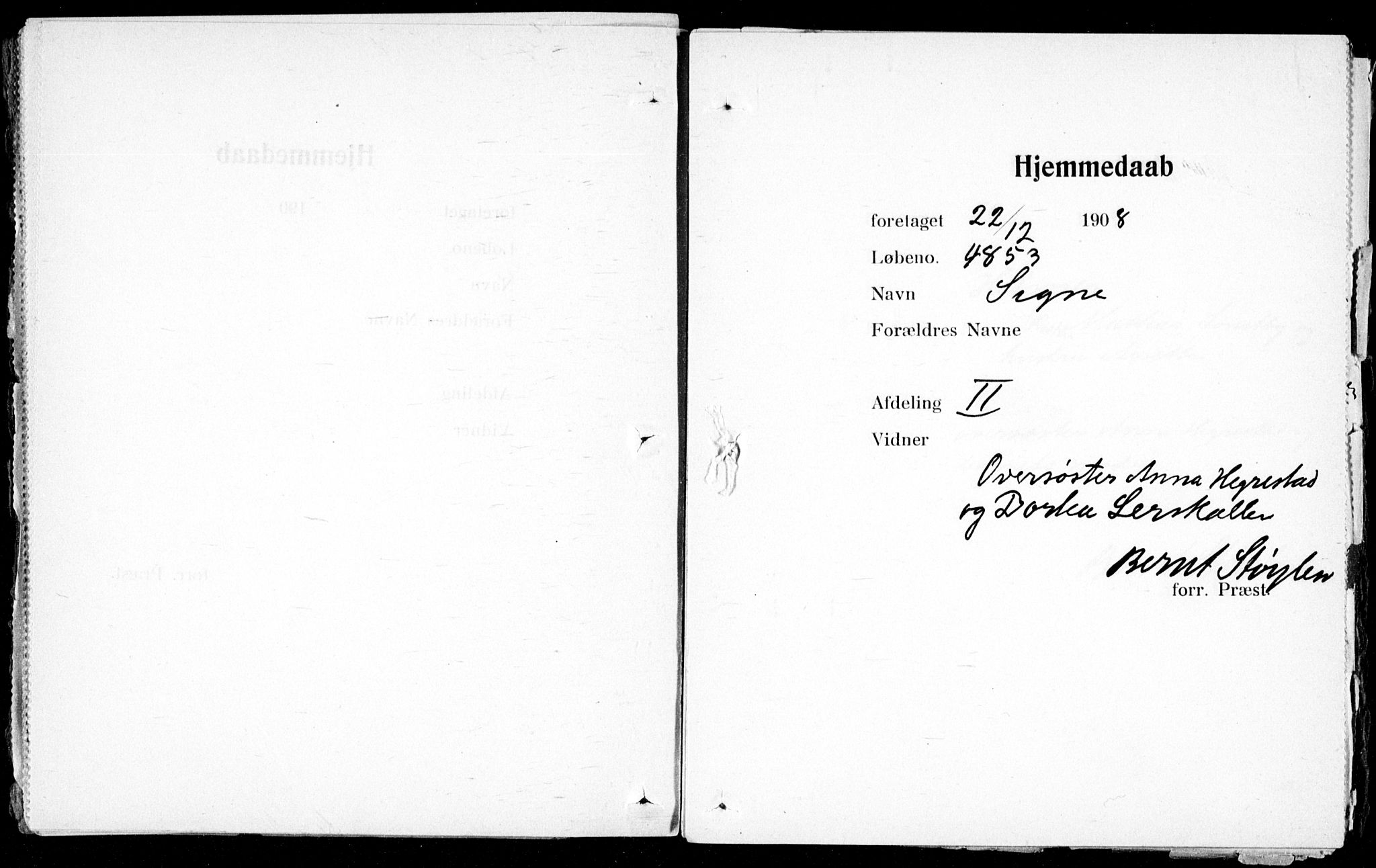 Ullevål sykehus prestekontor Kirkebøker, SAO/A-10542a/K/Ka/L0001: Dåpsbok nr. 1, 1906-1914