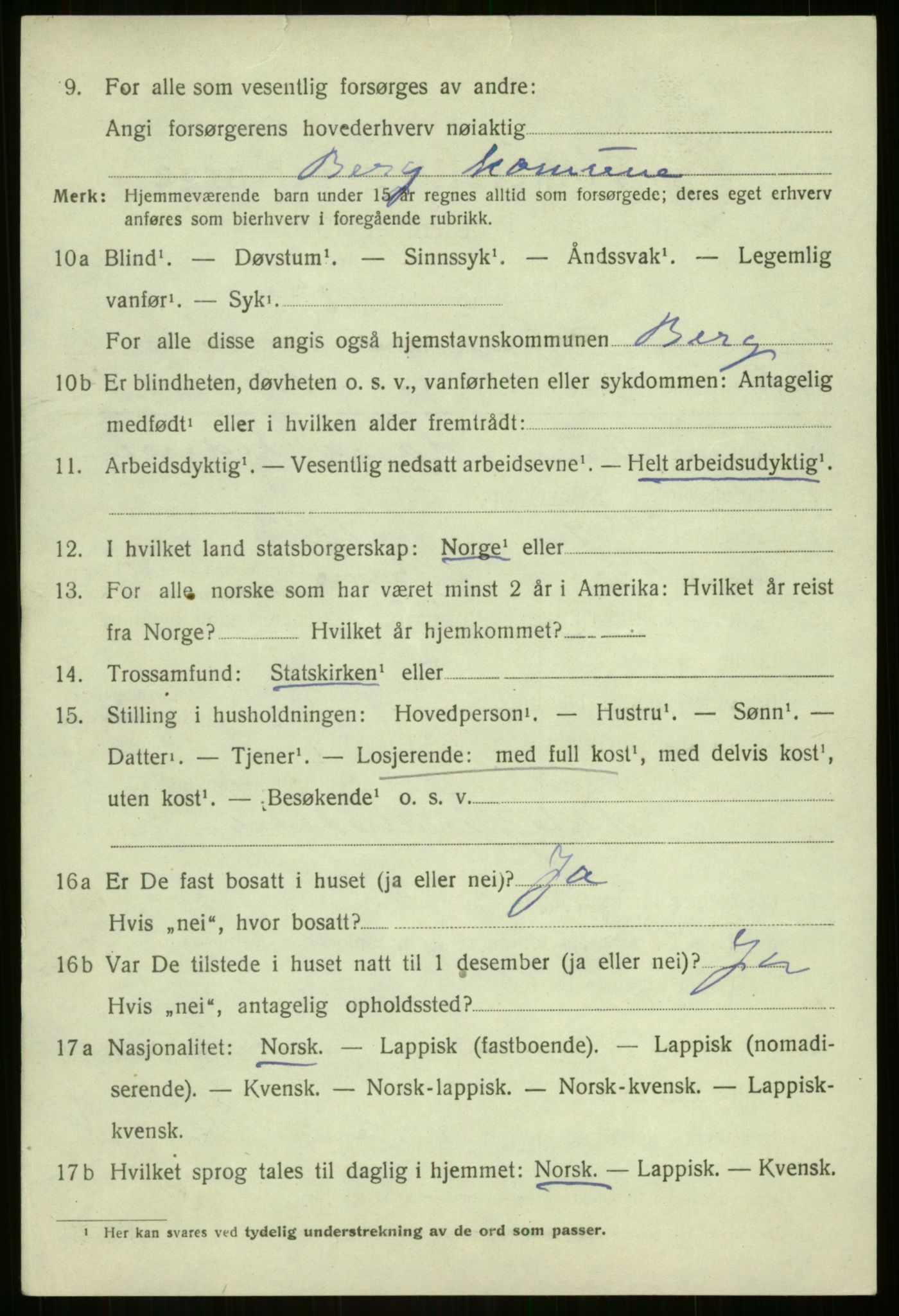 SATØ, Folketelling 1920 for 1929 Berg herred, 1920, s. 2431